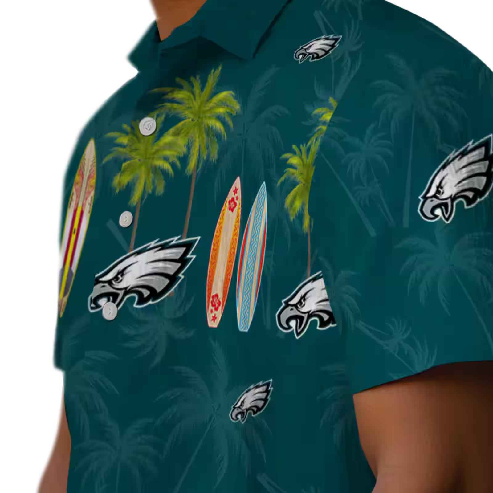 philadelphia eagles surfboard palm green hawaiian shirt trendy