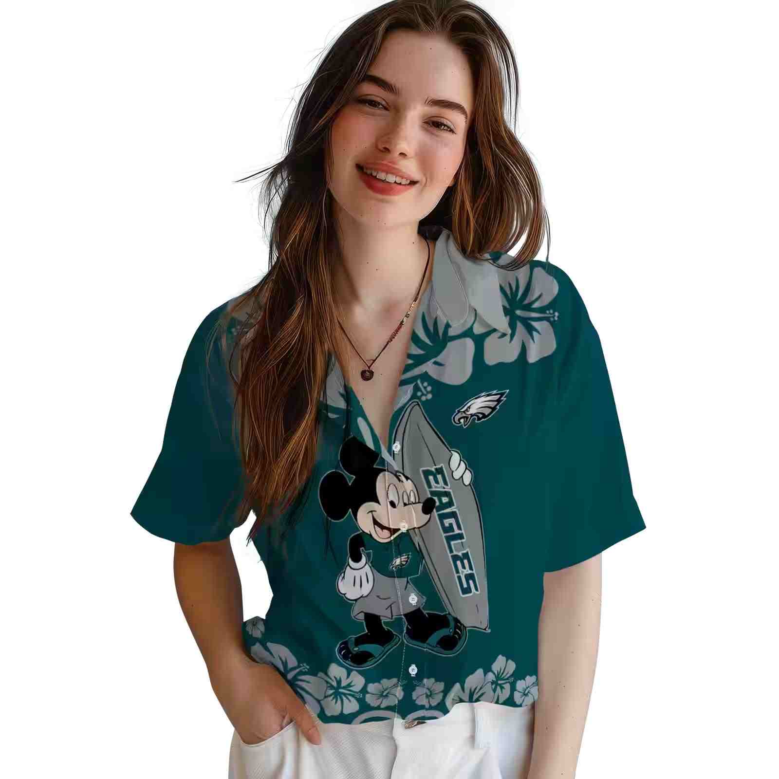 philadelphia eagles surfing mickey green hawaiian shirt latest model