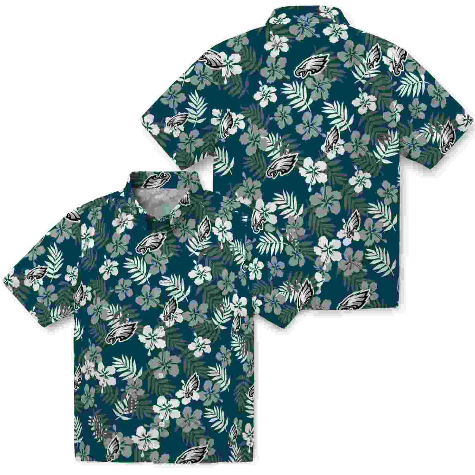 philadelphia eagles tropical floral green hawaiian shirt high quality