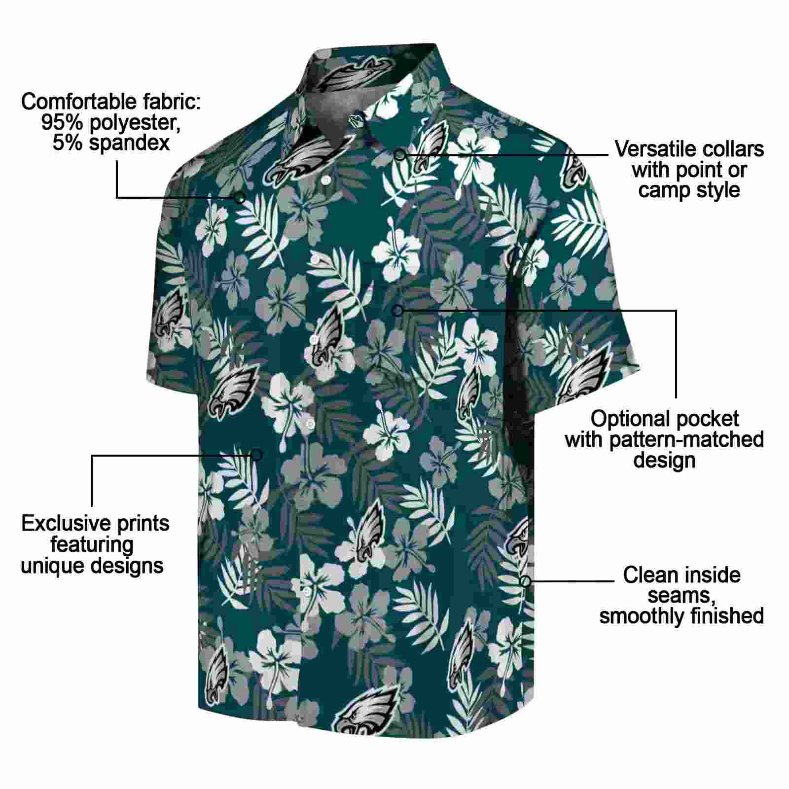 philadelphia eagles tropical floral green hawaiian shirt new arrival