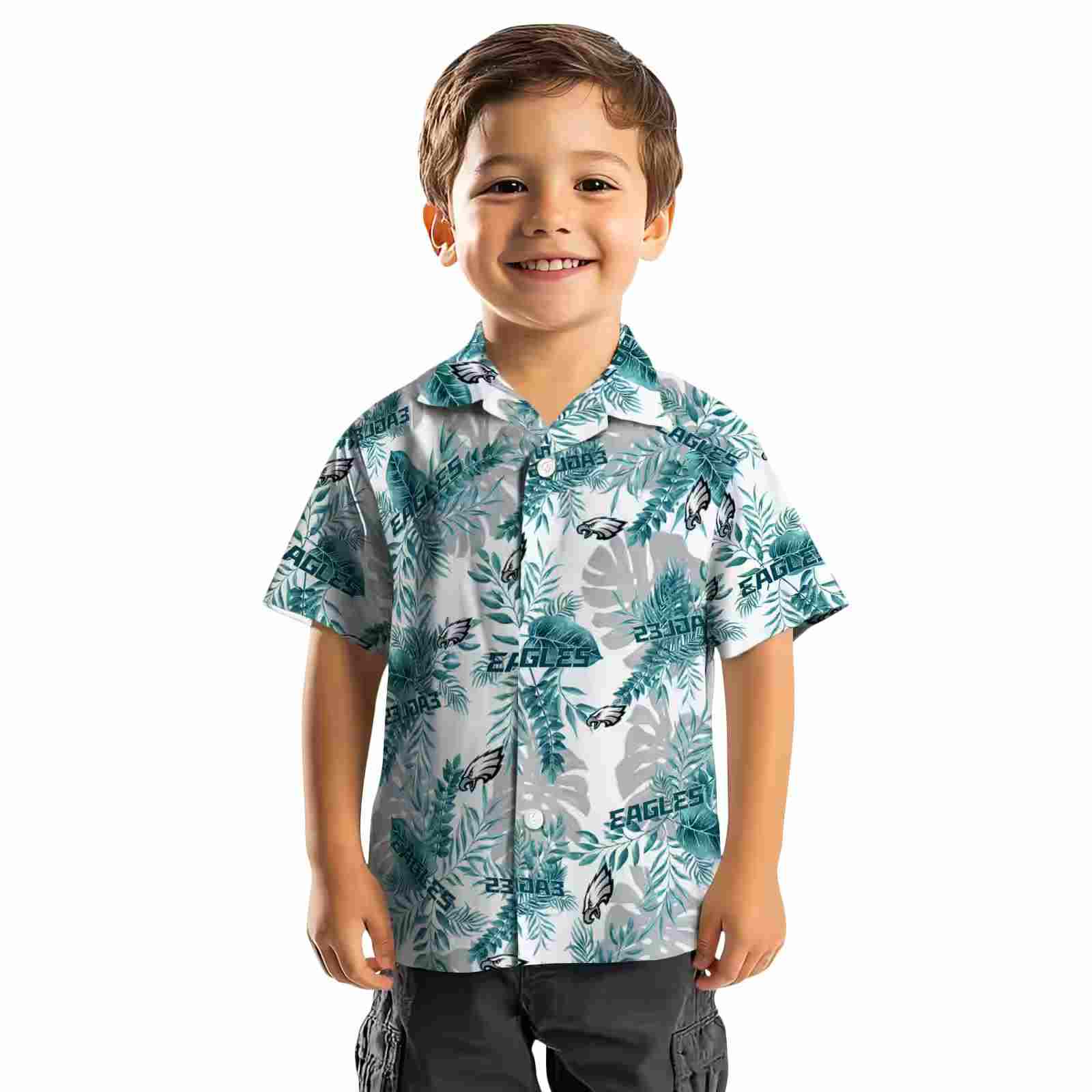 philadelphia eagles tropical leaves white hawaiian shirt top rated