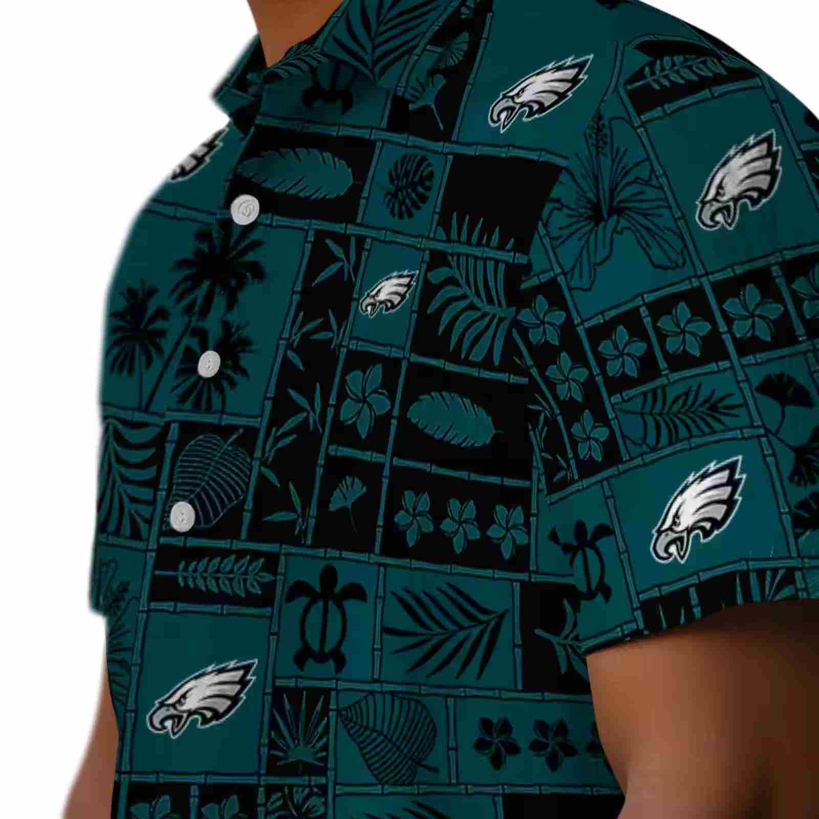 philadelphia eagles tropical patchwork green black hawaiian shirt trendy