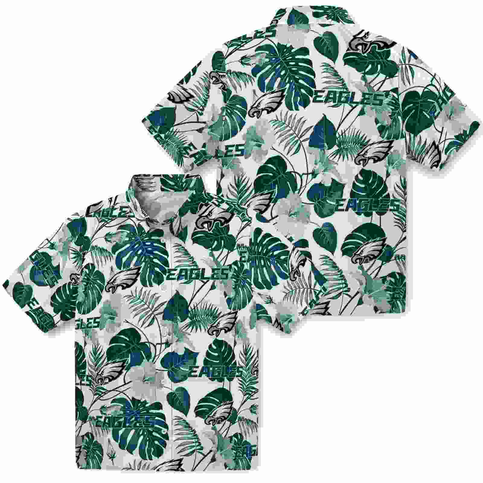 philadelphia eagles tropical plants green white hawaiian shirt high quality