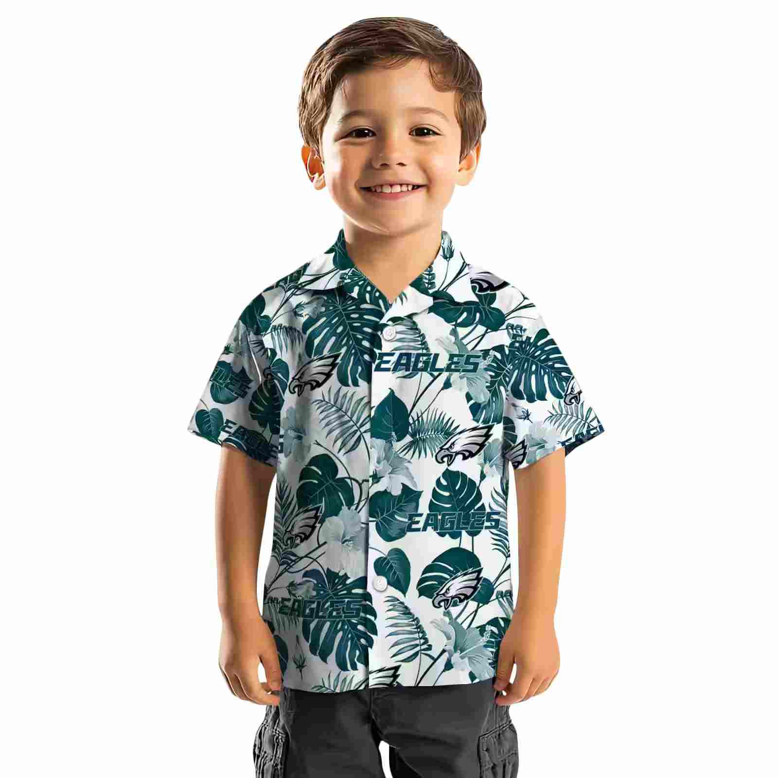 philadelphia eagles tropical plants green white hawaiian shirt top rated