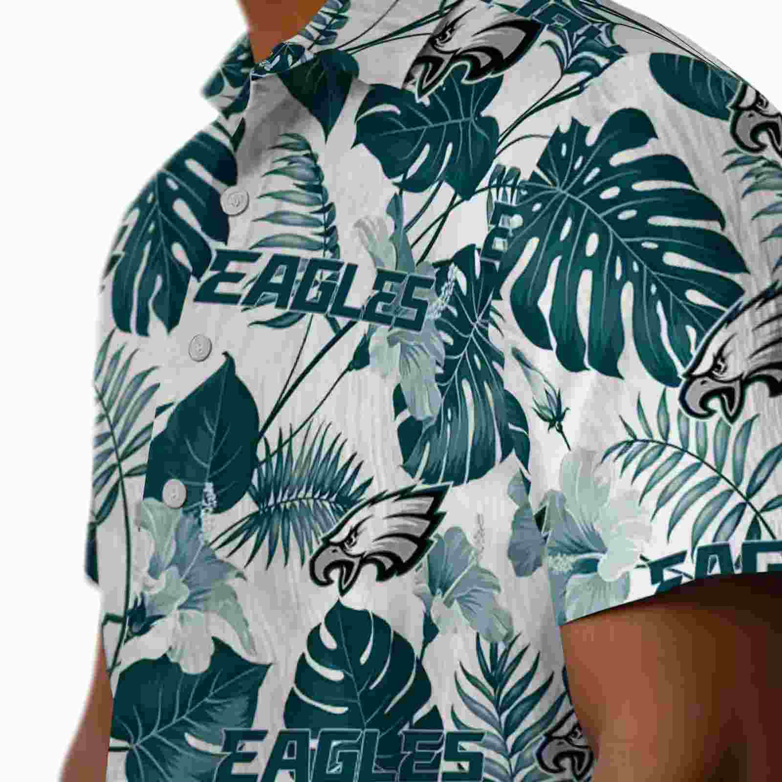 philadelphia eagles tropical plants green white hawaiian shirt trendy