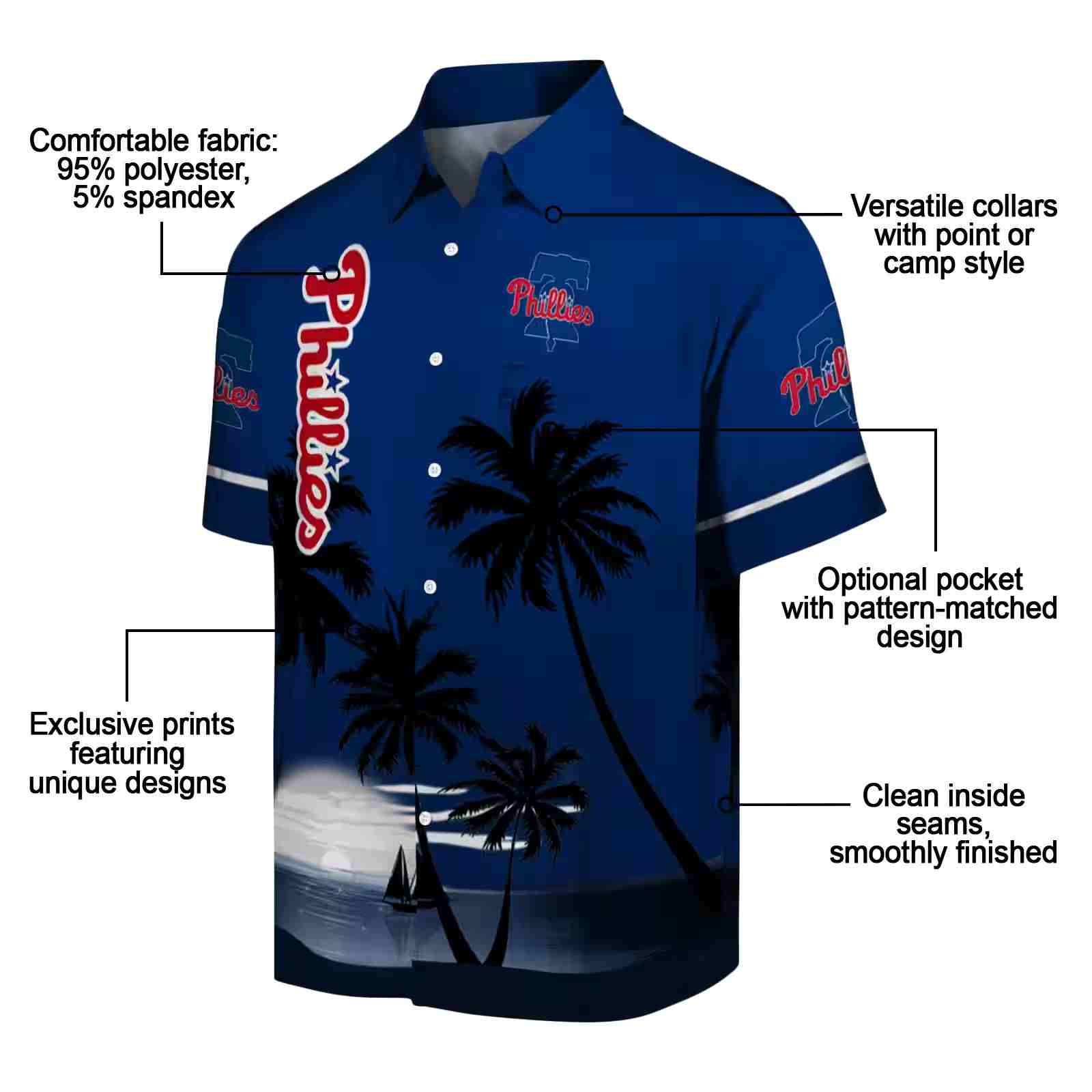 philadelphia phillies beach sunset blue black hawaiian shirt new arrival