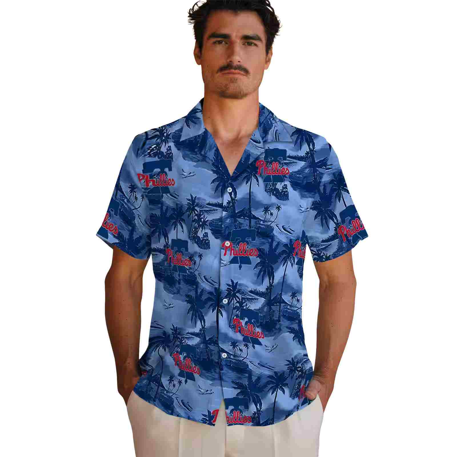 philadelphia phillies coastal palms blue hawaiian shirt fashion forward