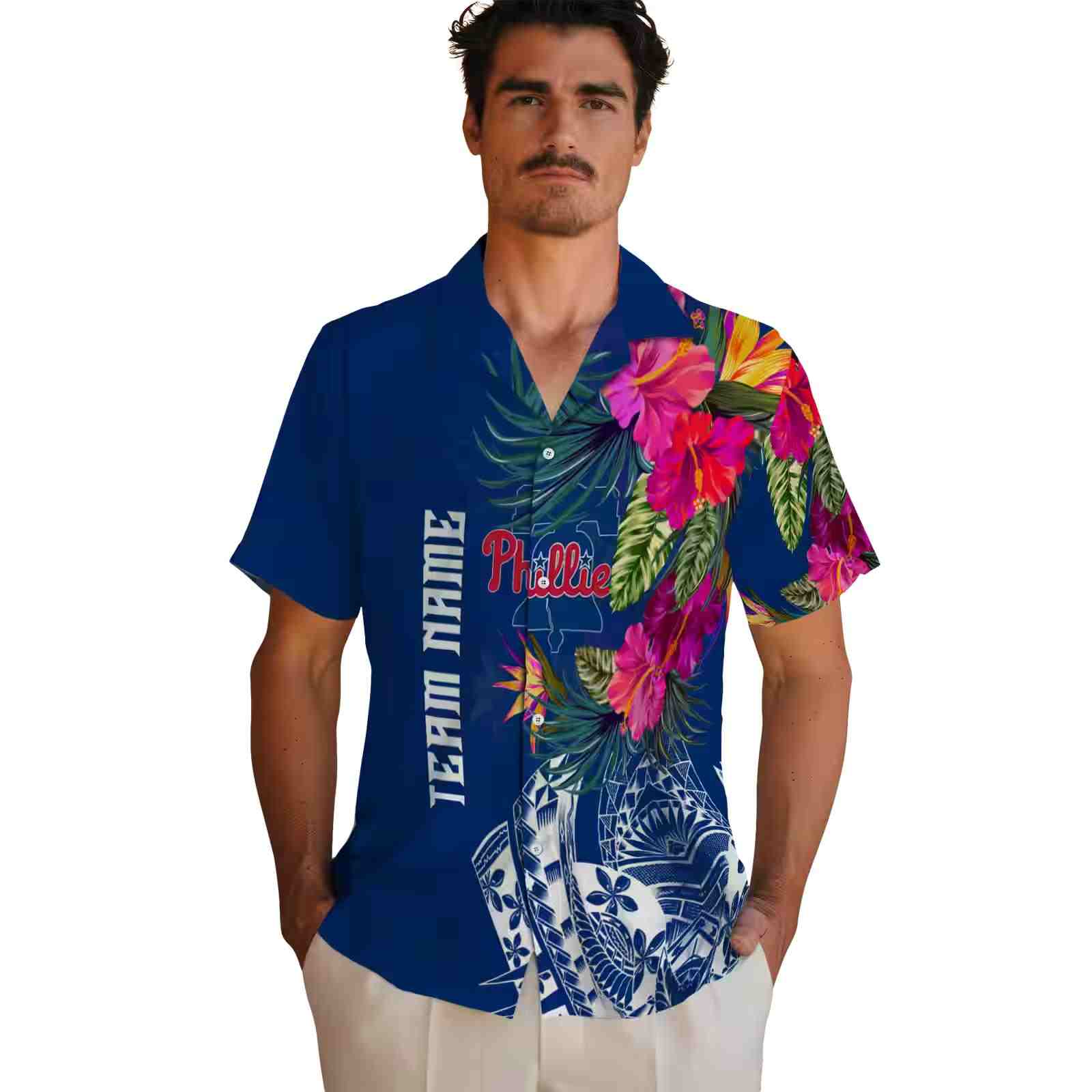 philadelphia phillies floral polynesian blue hawaiian shirt fashion forward