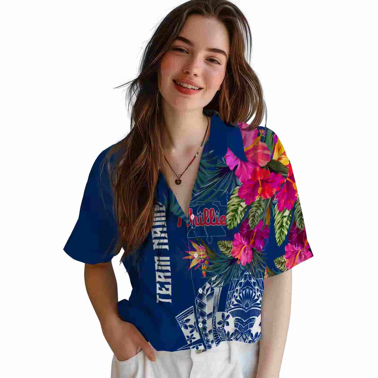 philadelphia phillies floral polynesian blue hawaiian shirt latest model