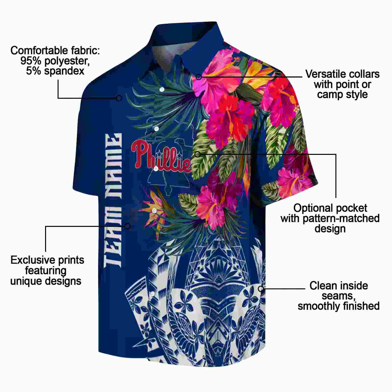 philadelphia phillies floral polynesian blue hawaiian shirt new arrival