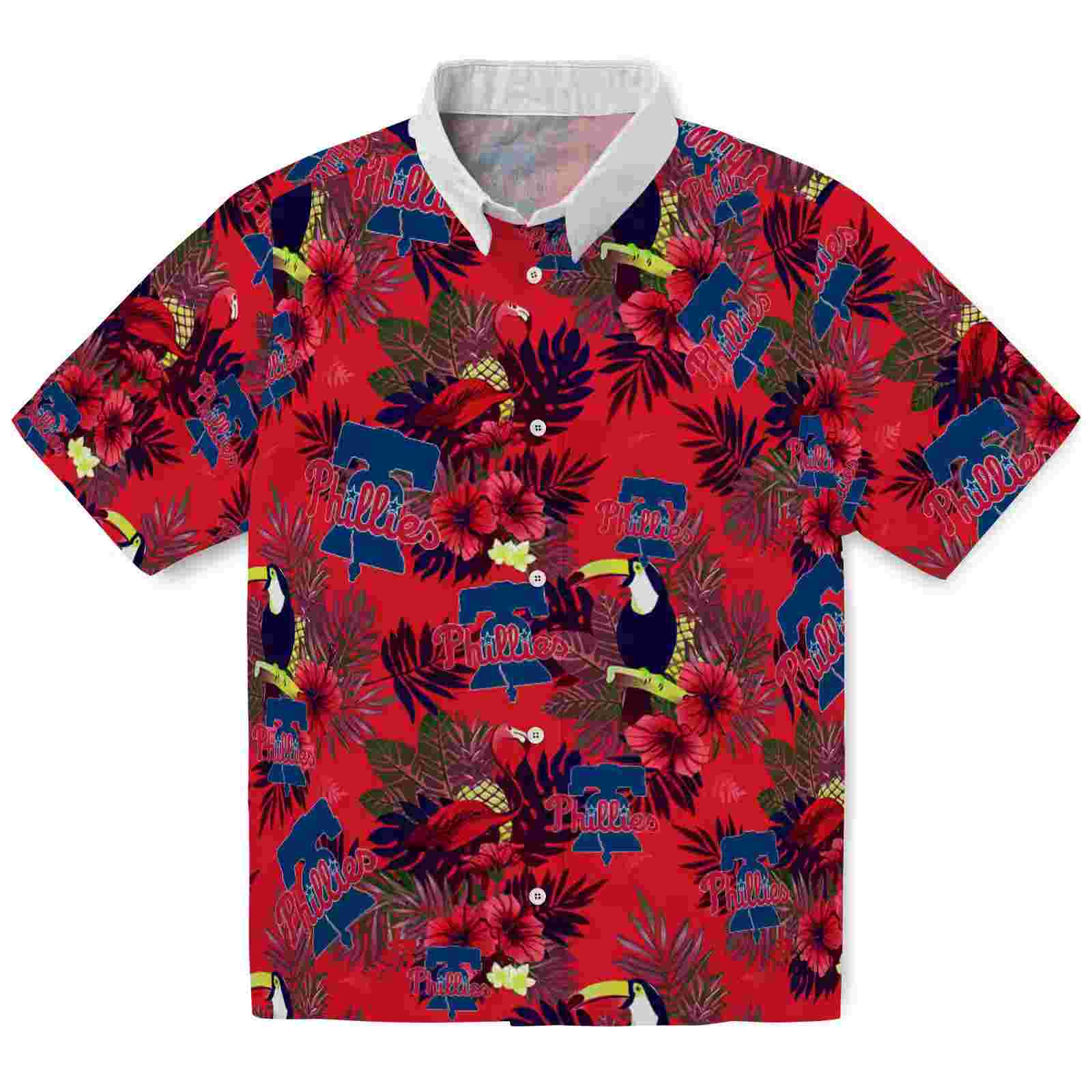 Philadelphia Phillies Floral Toucan Blue Red Hawaiian Shirt