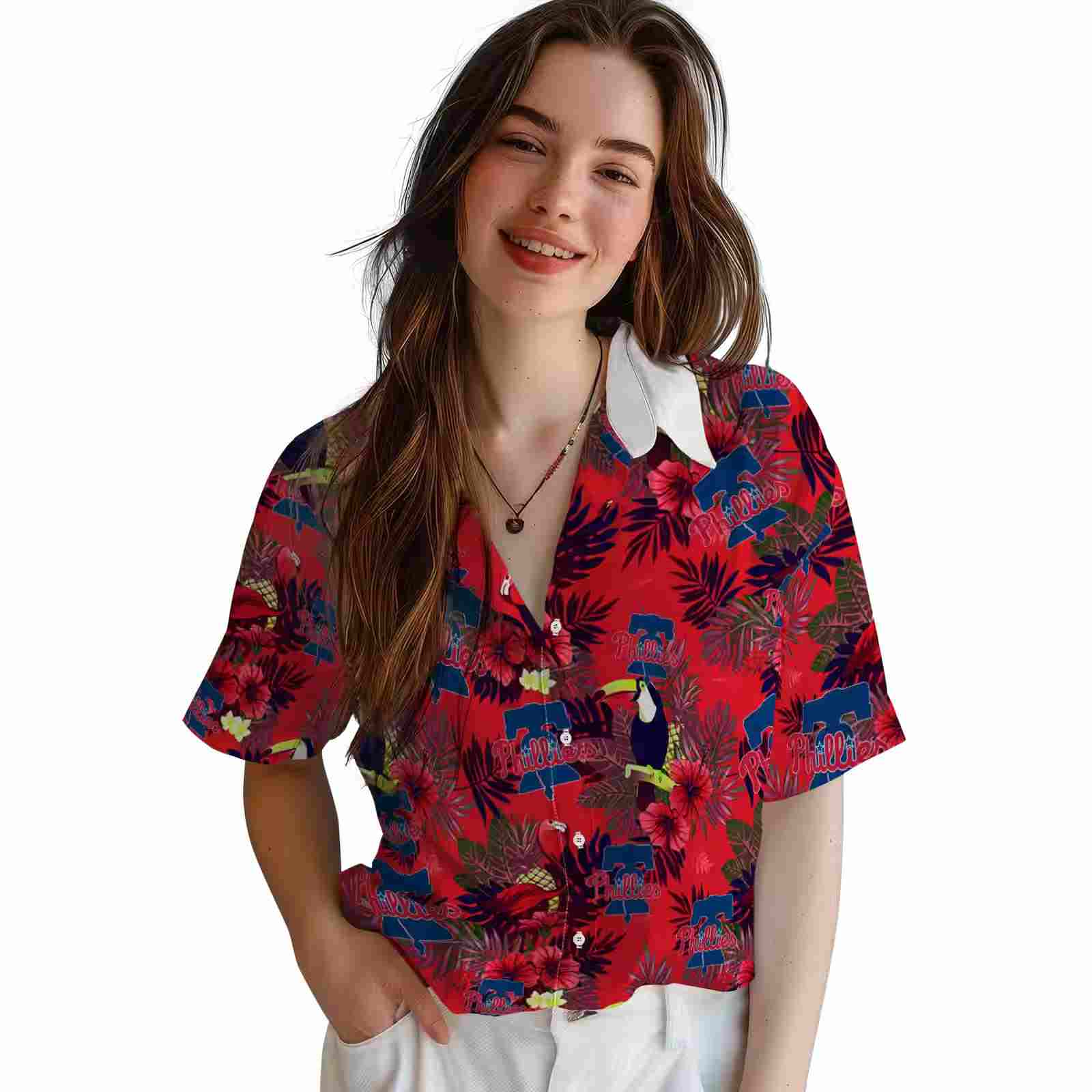 philadelphia phillies floral toucan blue red hawaiian shirt latest model