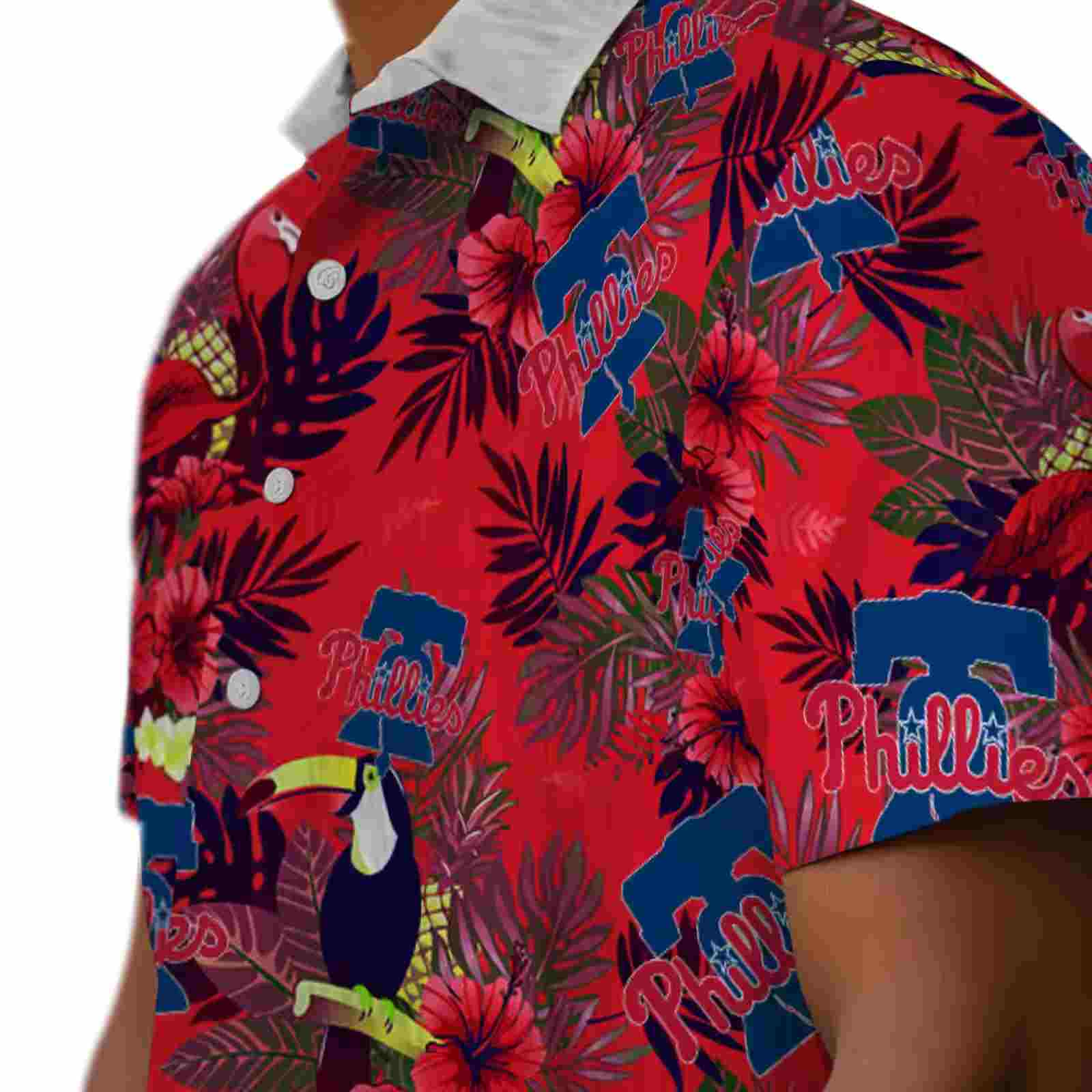 philadelphia phillies floral toucan blue red hawaiian shirt trendy