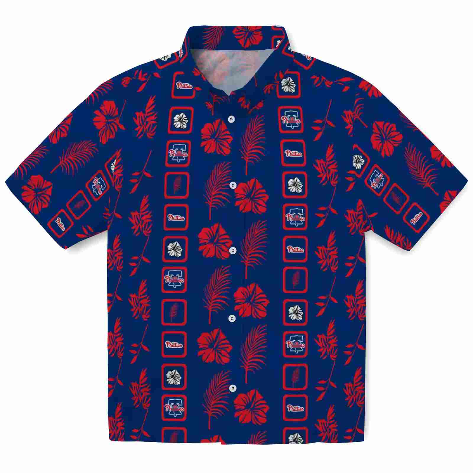 Philadelphia Phillies Framed Floral Blue Hawaiian Shirt