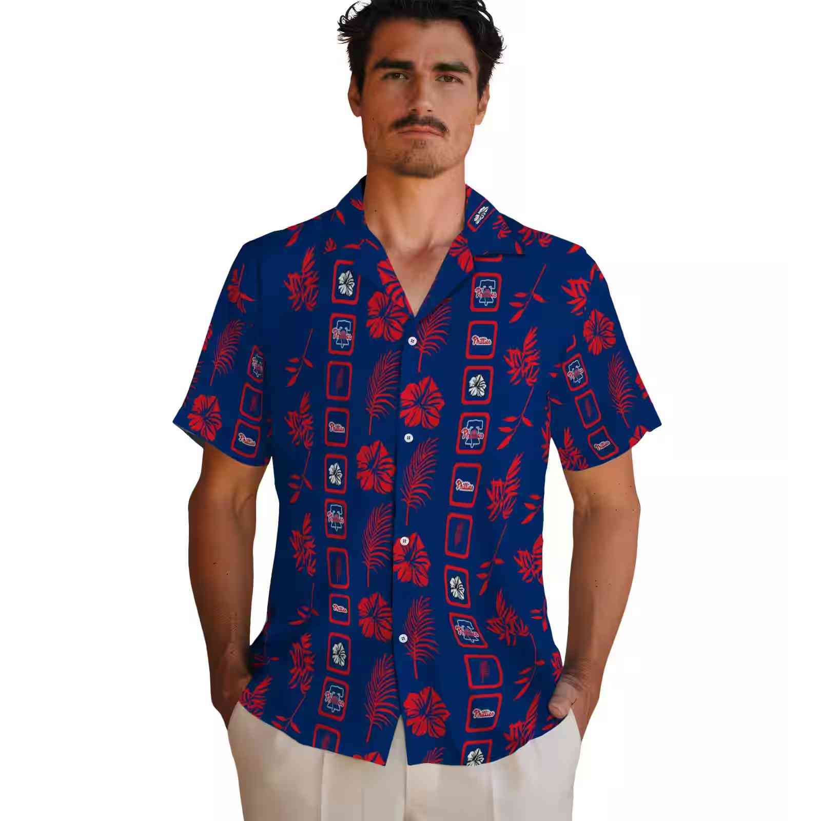 philadelphia phillies framed floral blue hawaiian shirt fashion forward