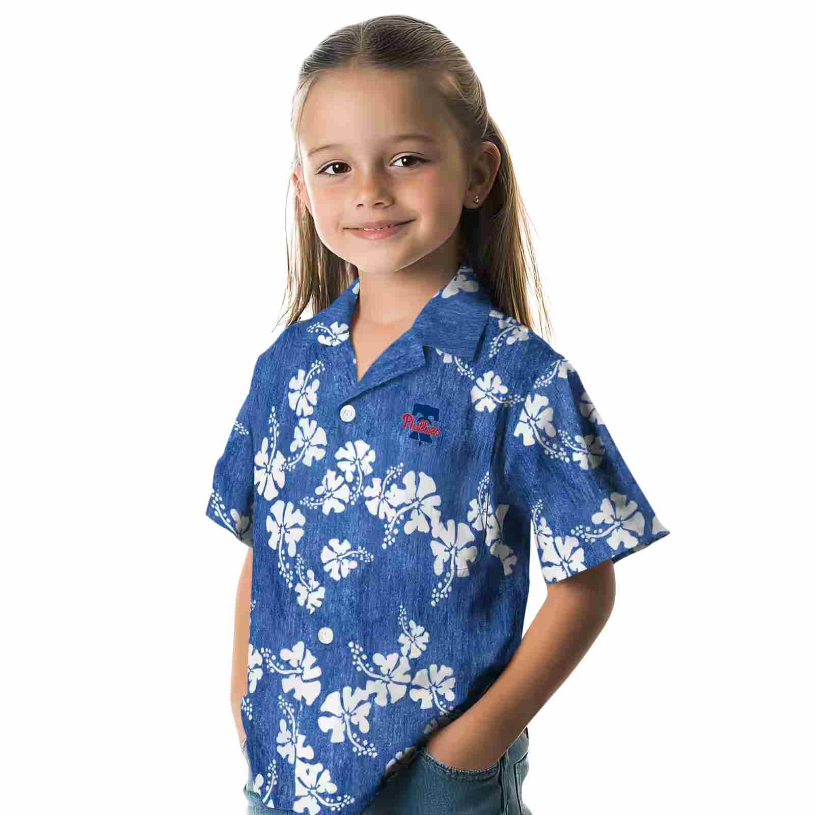 philadelphia phillies hibiscus clusters blue hawaiian shirt premium grade