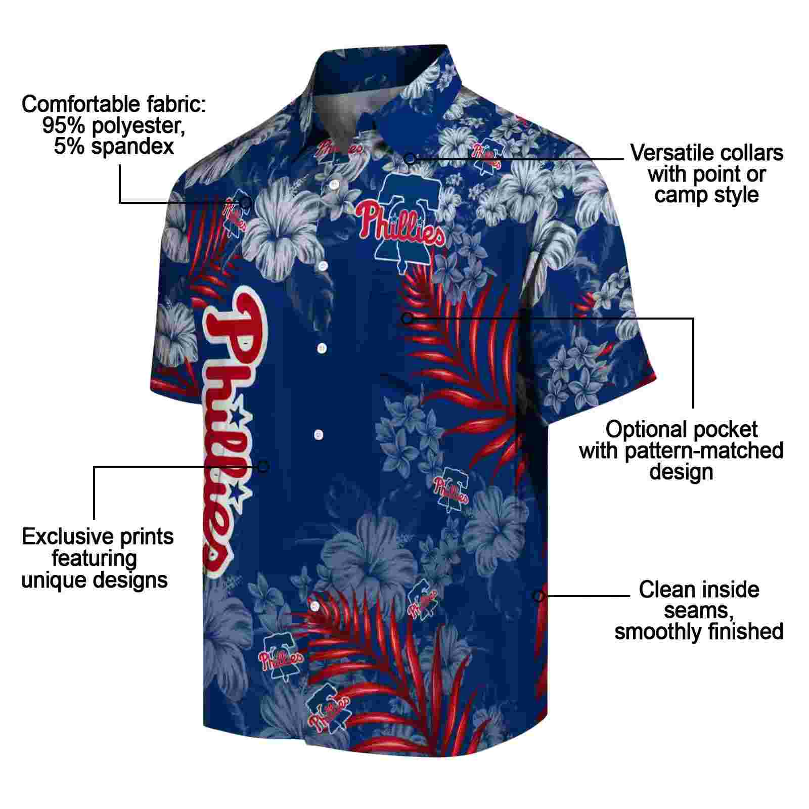 philadelphia phillies hibiscus print blue hawaiian shirt new arrival