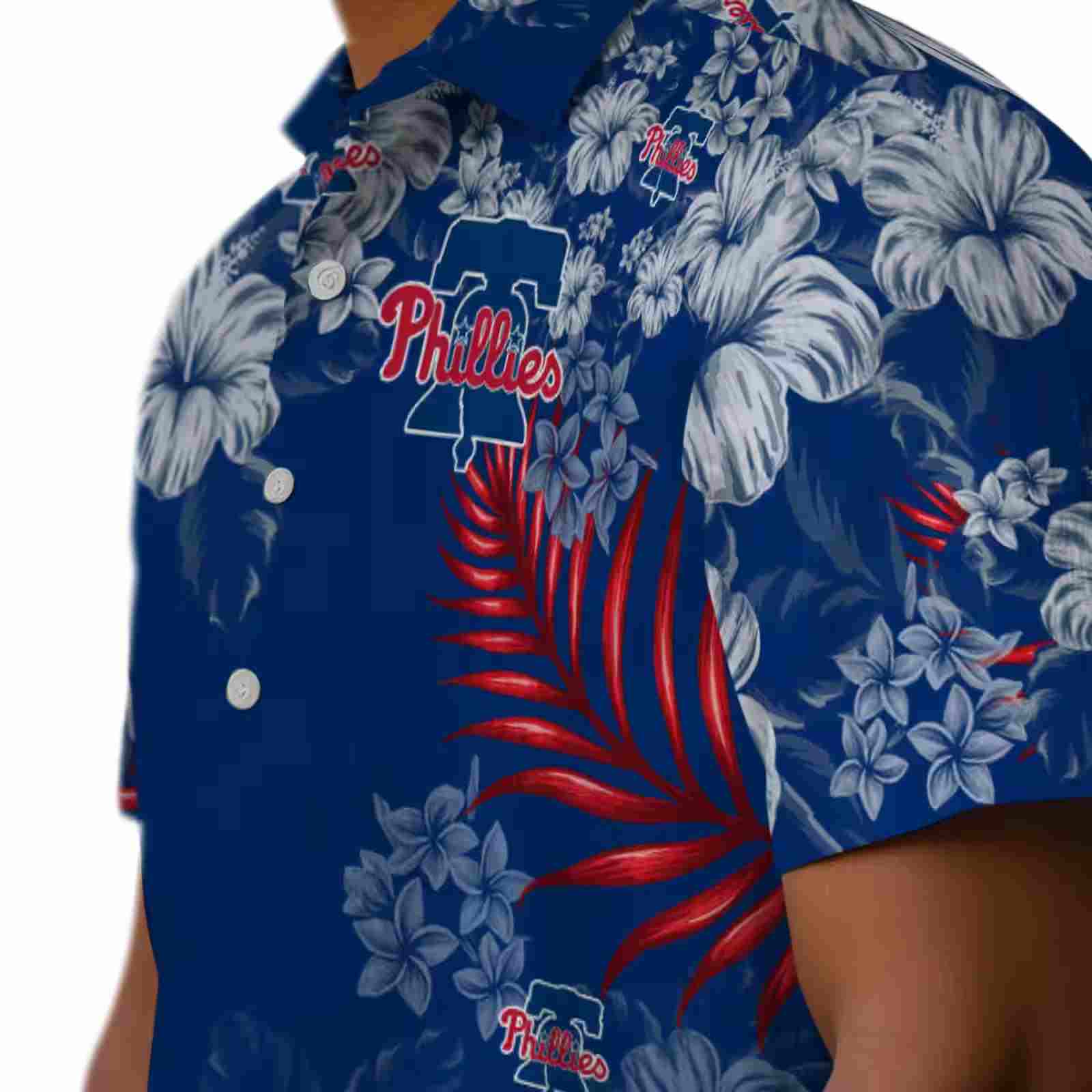 philadelphia phillies hibiscus print blue hawaiian shirt trendy