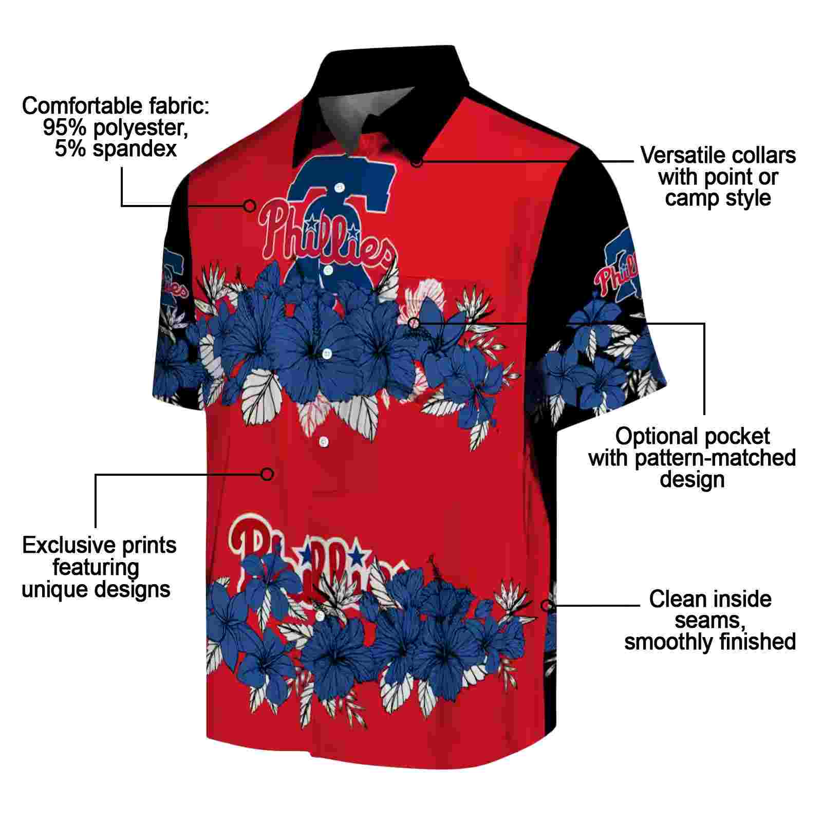 philadelphia phillies hibiscus stripe blue black hawaiian shirt new arrival