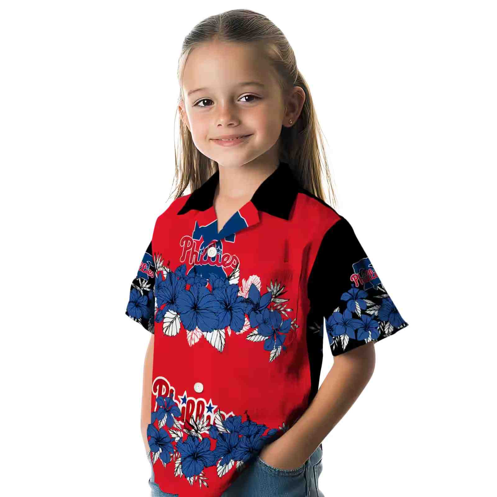 philadelphia phillies hibiscus stripe blue black hawaiian shirt premium grade