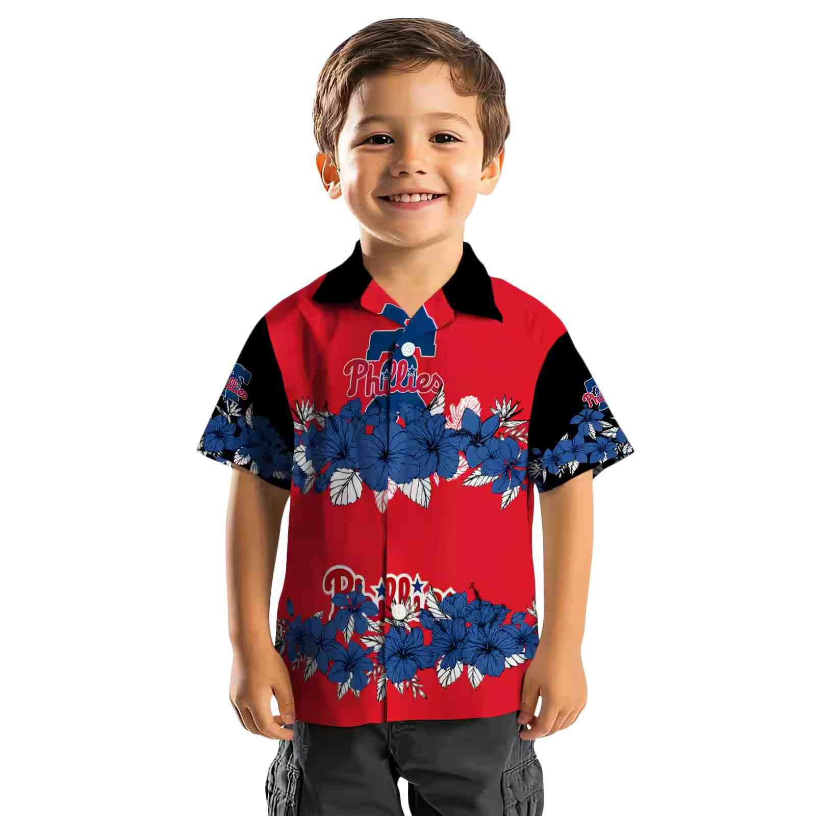 philadelphia phillies hibiscus stripe blue black hawaiian shirt top rated