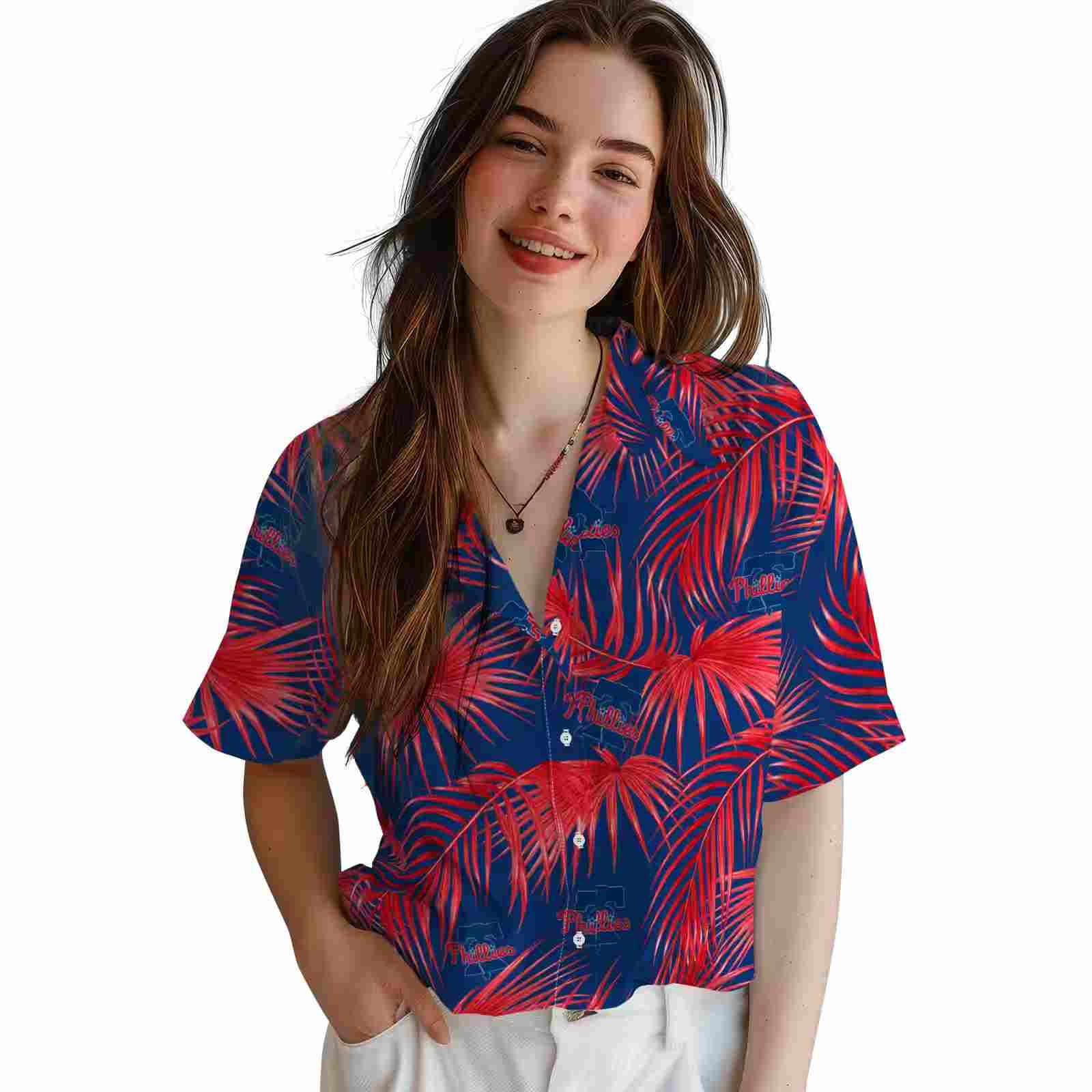 philadelphia phillies leafy palms blue hawaiian shirt latest model