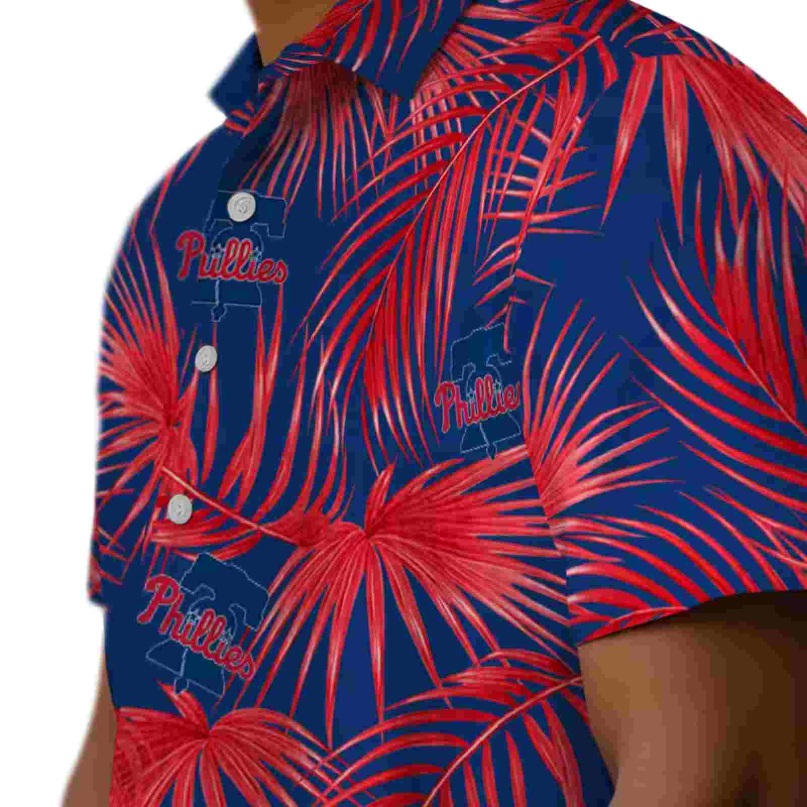 philadelphia phillies leafy palms blue hawaiian shirt trendy