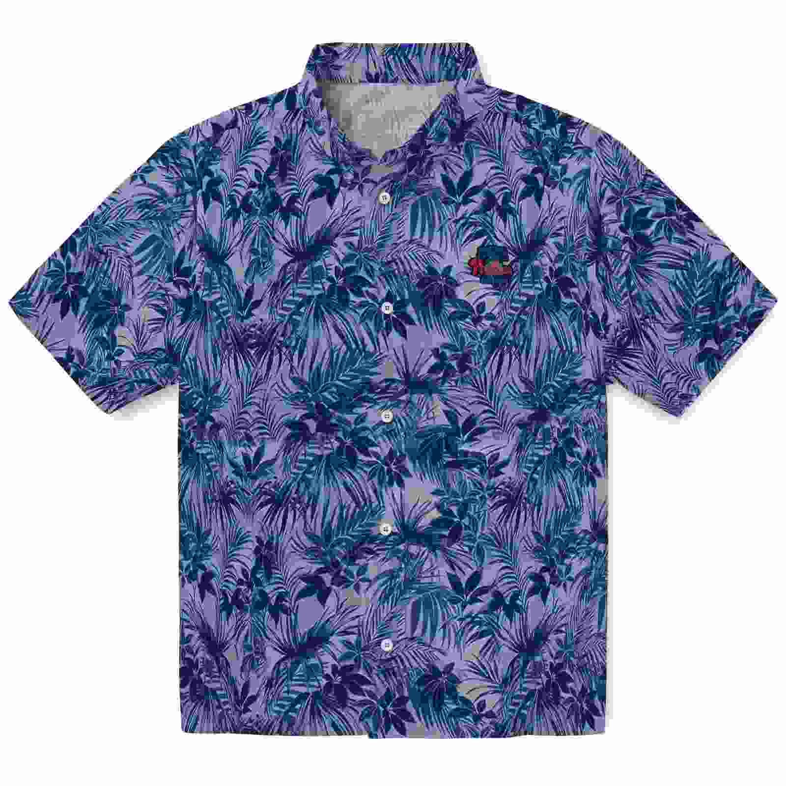 Philadelphia Phillies Leafy Pattern Blue Hawaiian Shirt