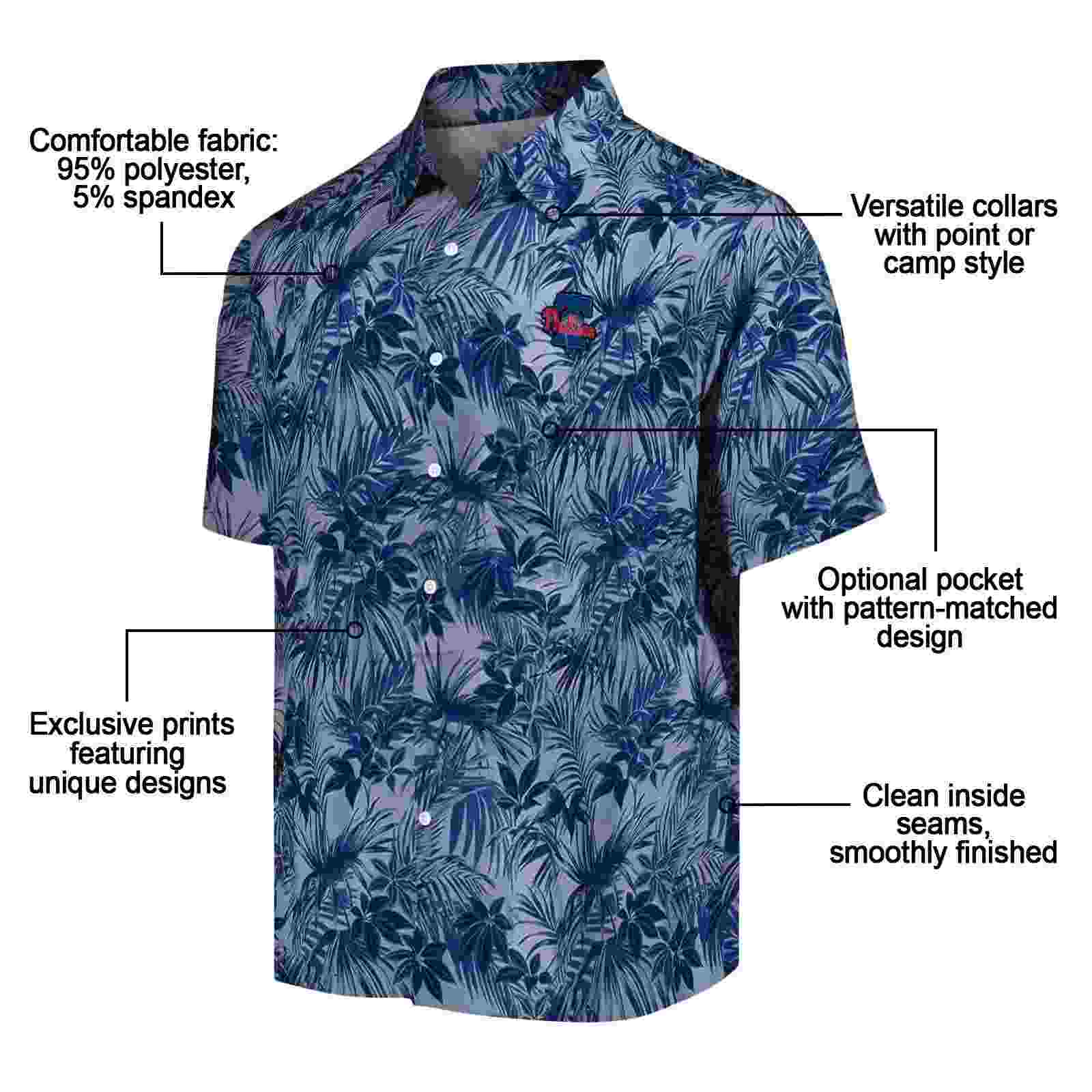 philadelphia phillies leafy pattern blue hawaiian shirt new arrival