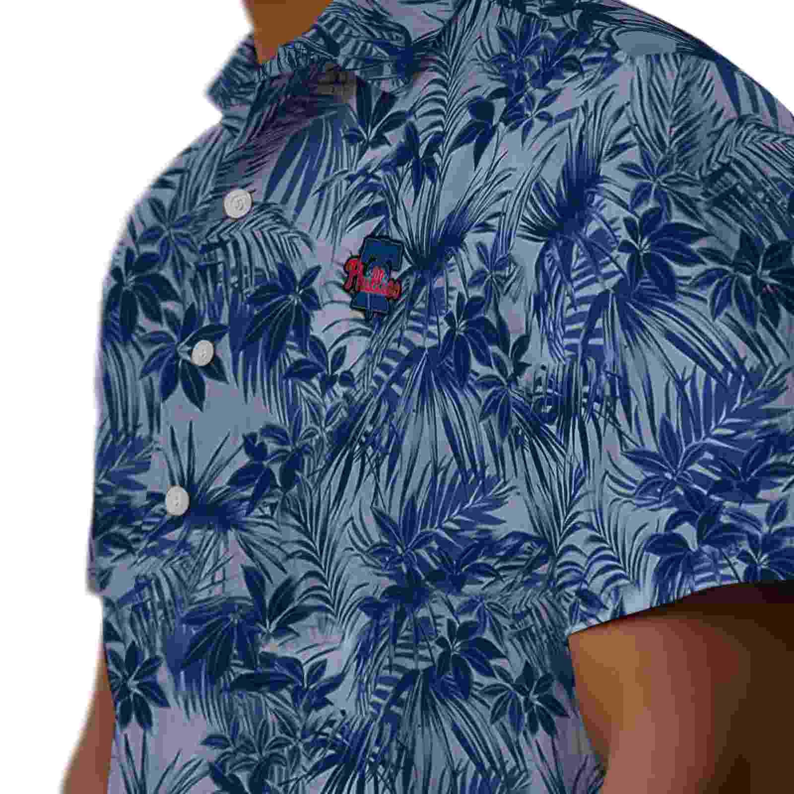 philadelphia phillies leafy pattern blue hawaiian shirt trendy