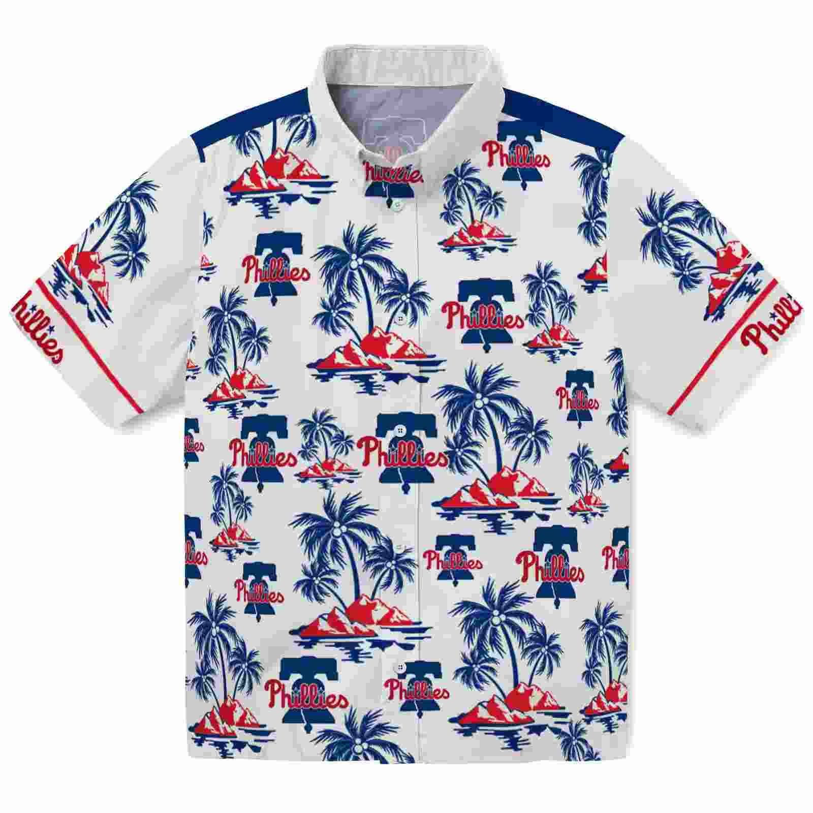 Philadelphia Phillies Palm Island Print Blue White Hawaiian Shirt