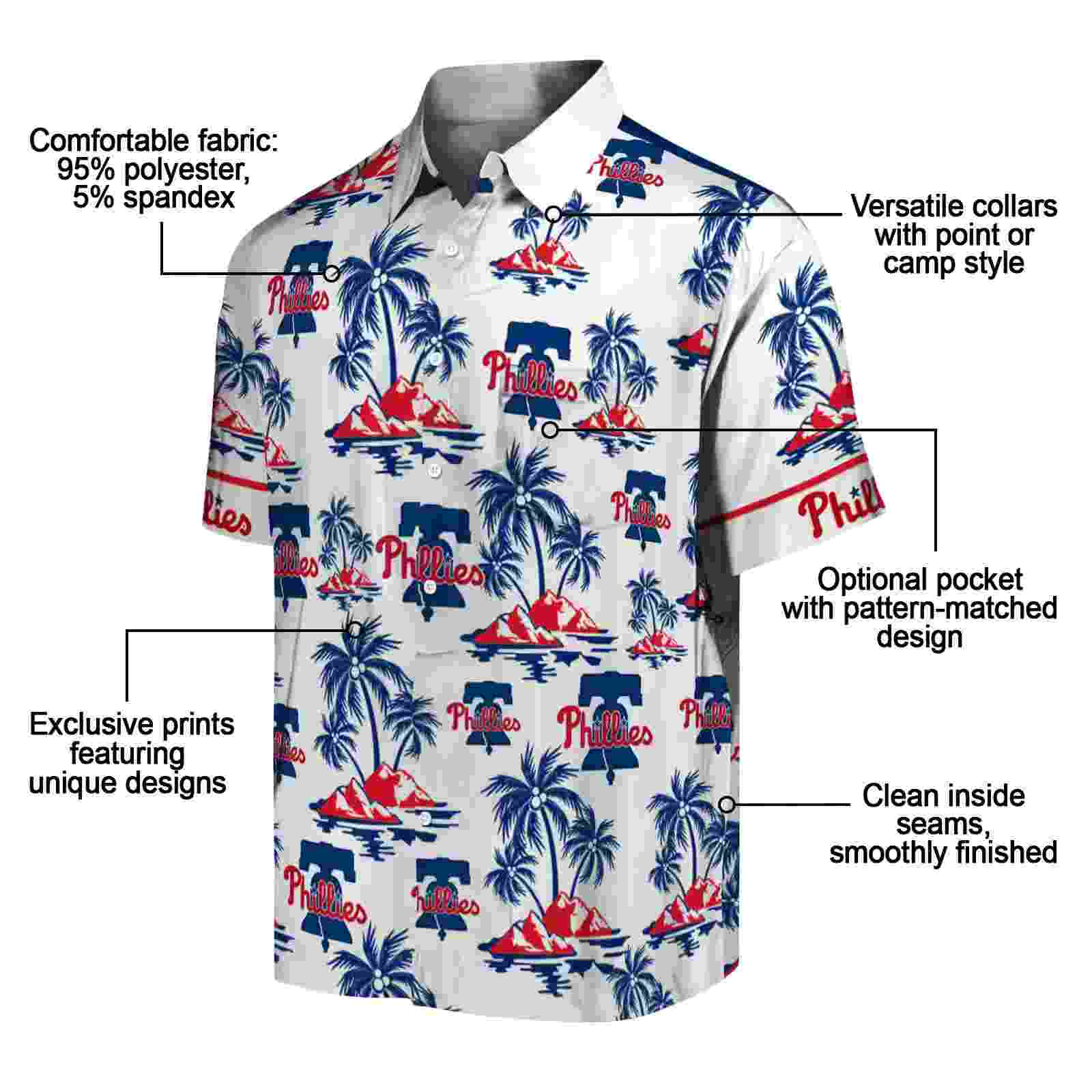 philadelphia phillies palm island print blue white hawaiian shirt new arrival