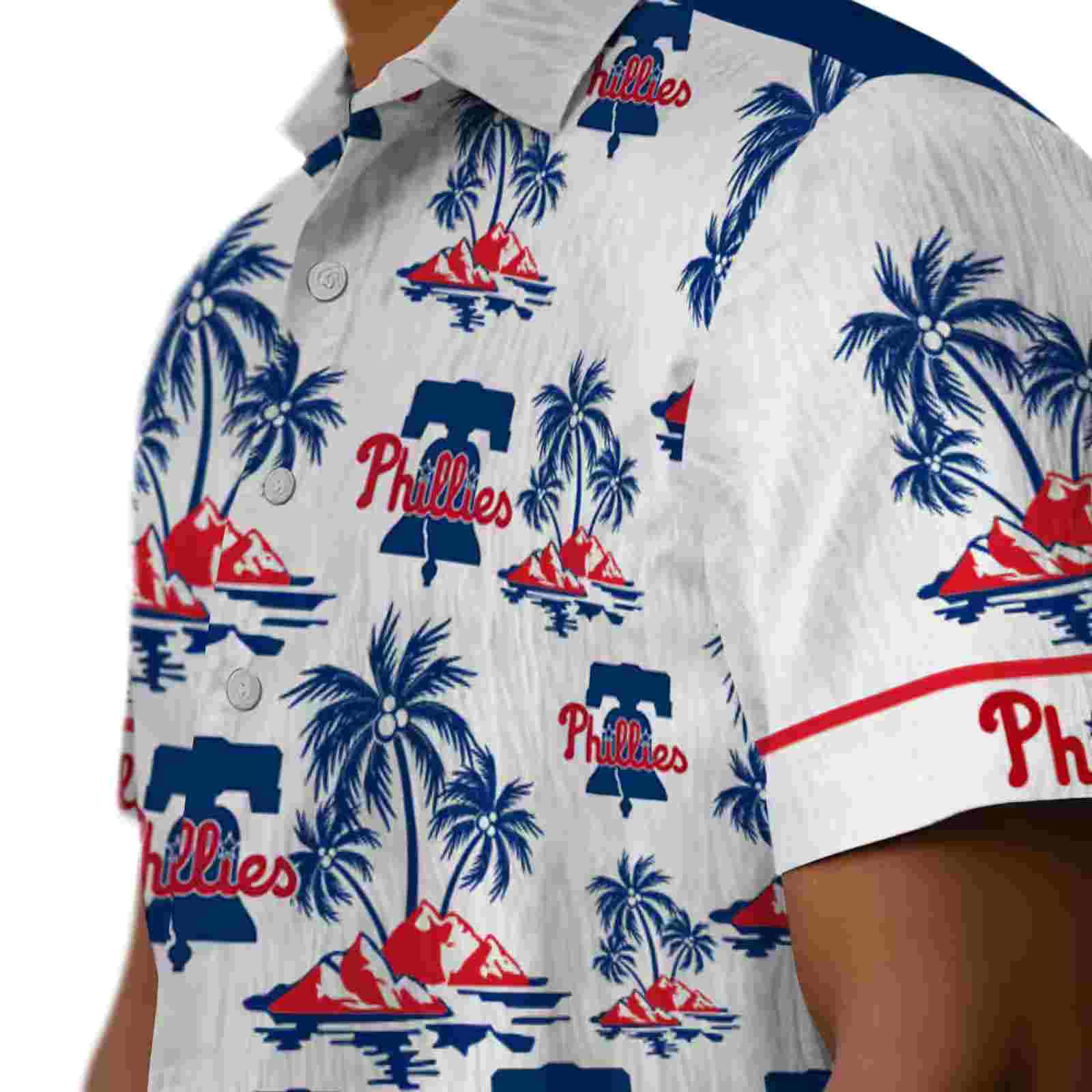 philadelphia phillies palm island print blue white hawaiian shirt trendy