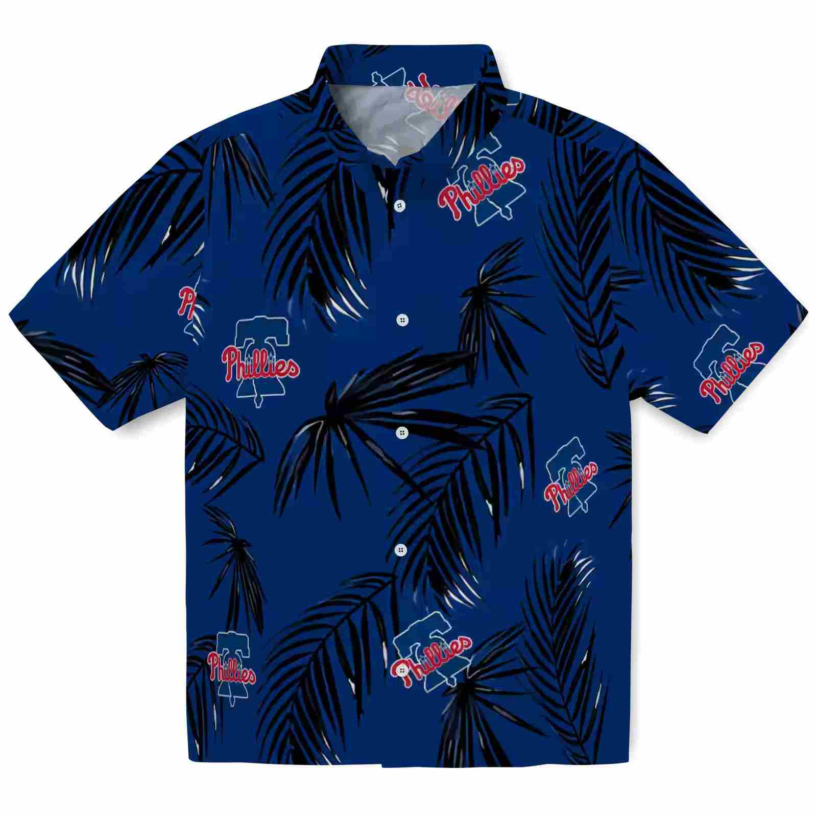 Philadelphia Phillies Palm Leaf Blue Hawaiian Shirt