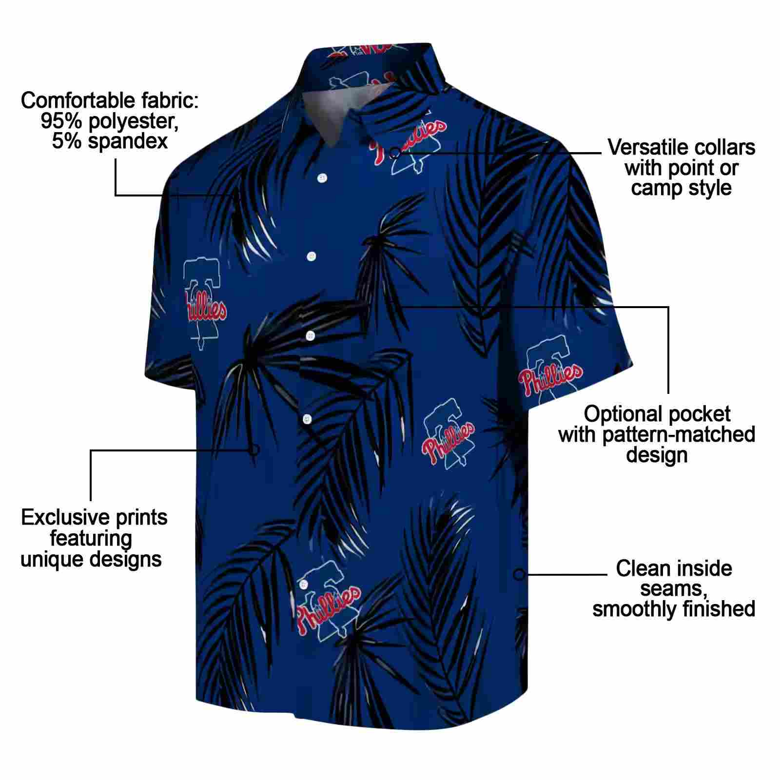 philadelphia phillies palm leaf blue hawaiian shirt new arrival