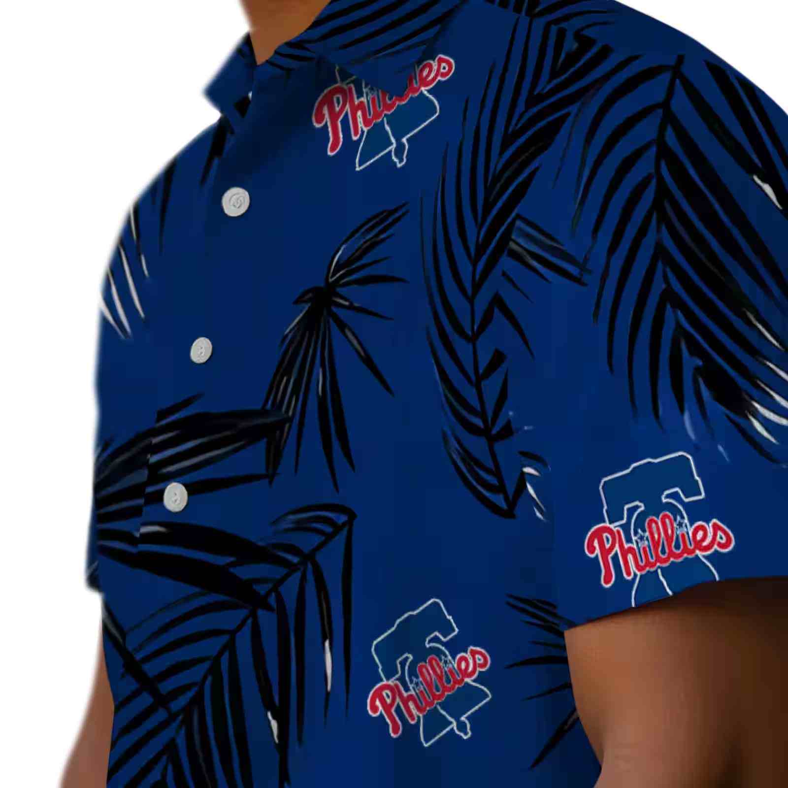 philadelphia phillies palm leaf blue hawaiian shirt trendy