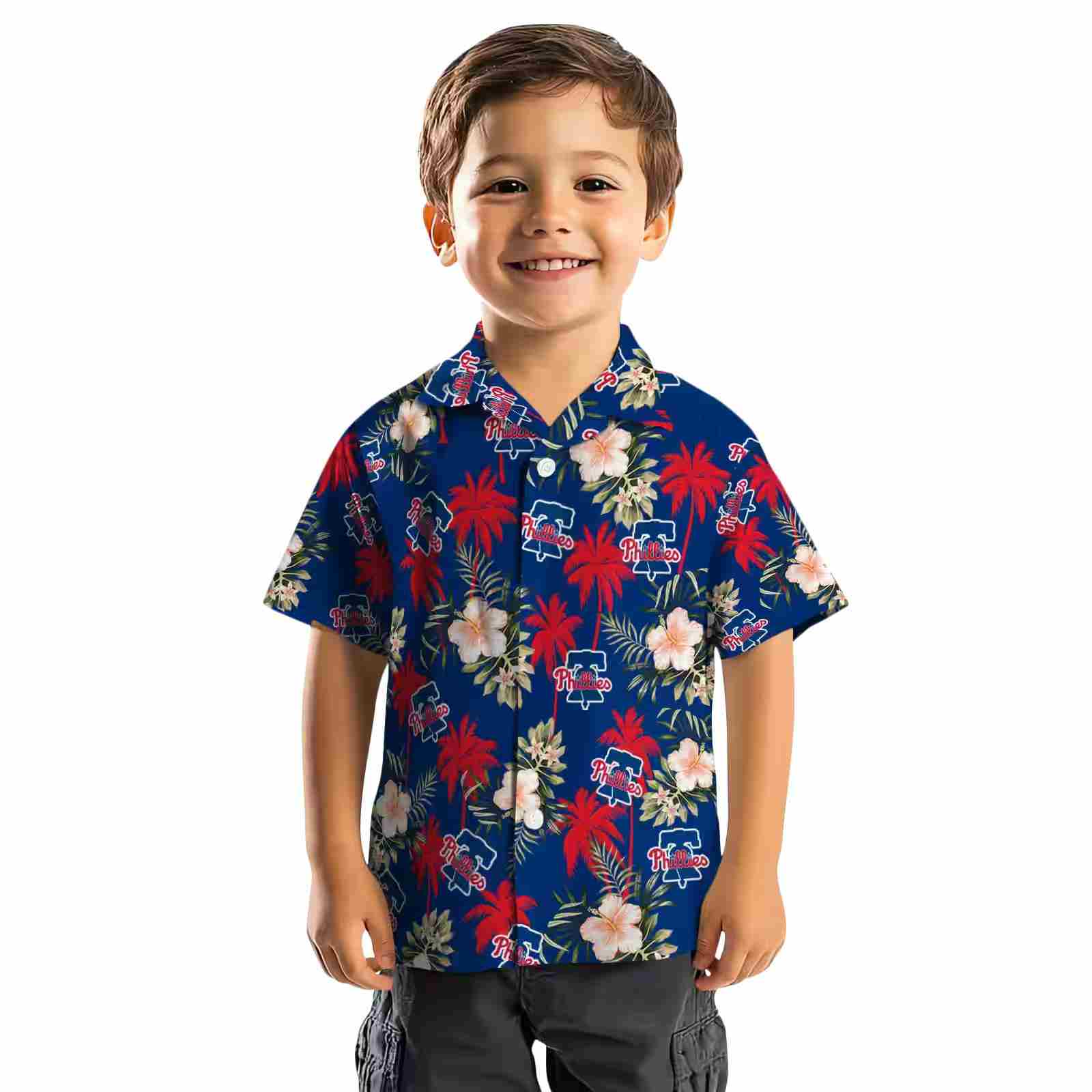 philadelphia phillies palm tree flower blue hawaiian shirt top rated