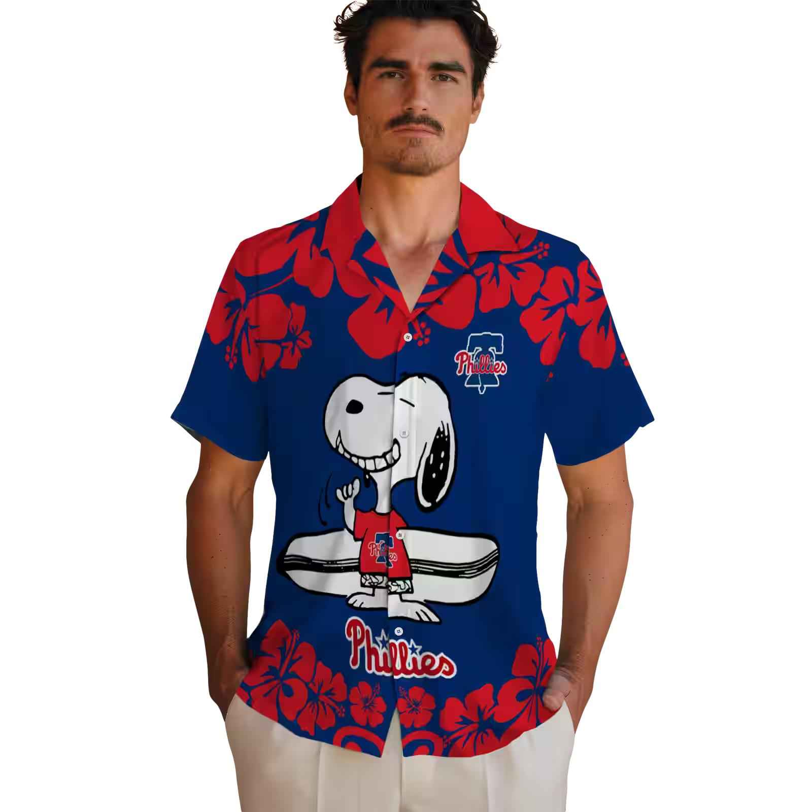 philadelphia phillies snoopy surf blue white hawaiian shirt fashion forward