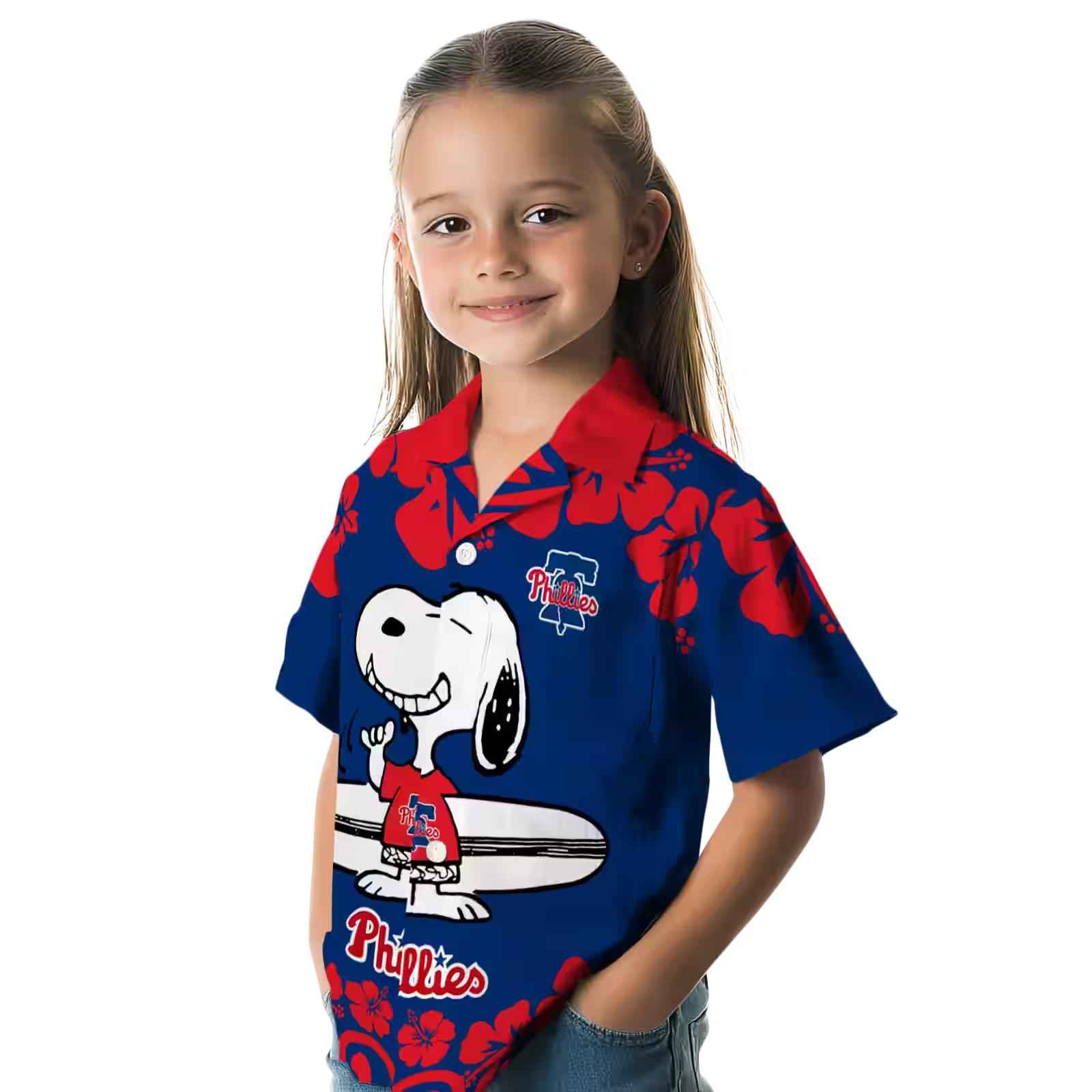 philadelphia phillies snoopy surf blue white hawaiian shirt premium grade