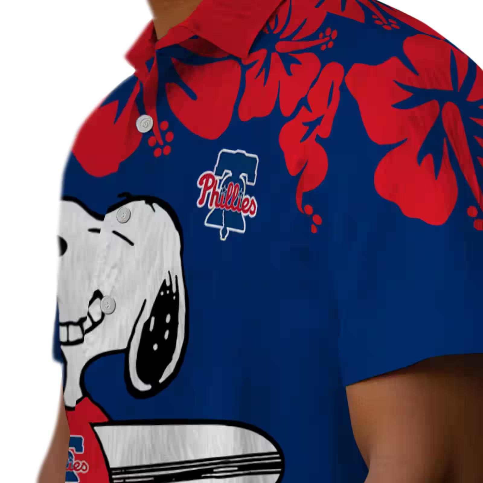 philadelphia phillies snoopy surf blue white hawaiian shirt trendy