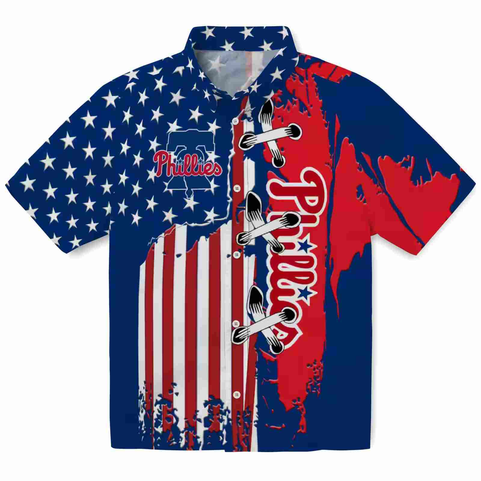 Philadelphia Phillies Stitched Flag Blue Hawaiian Shirt