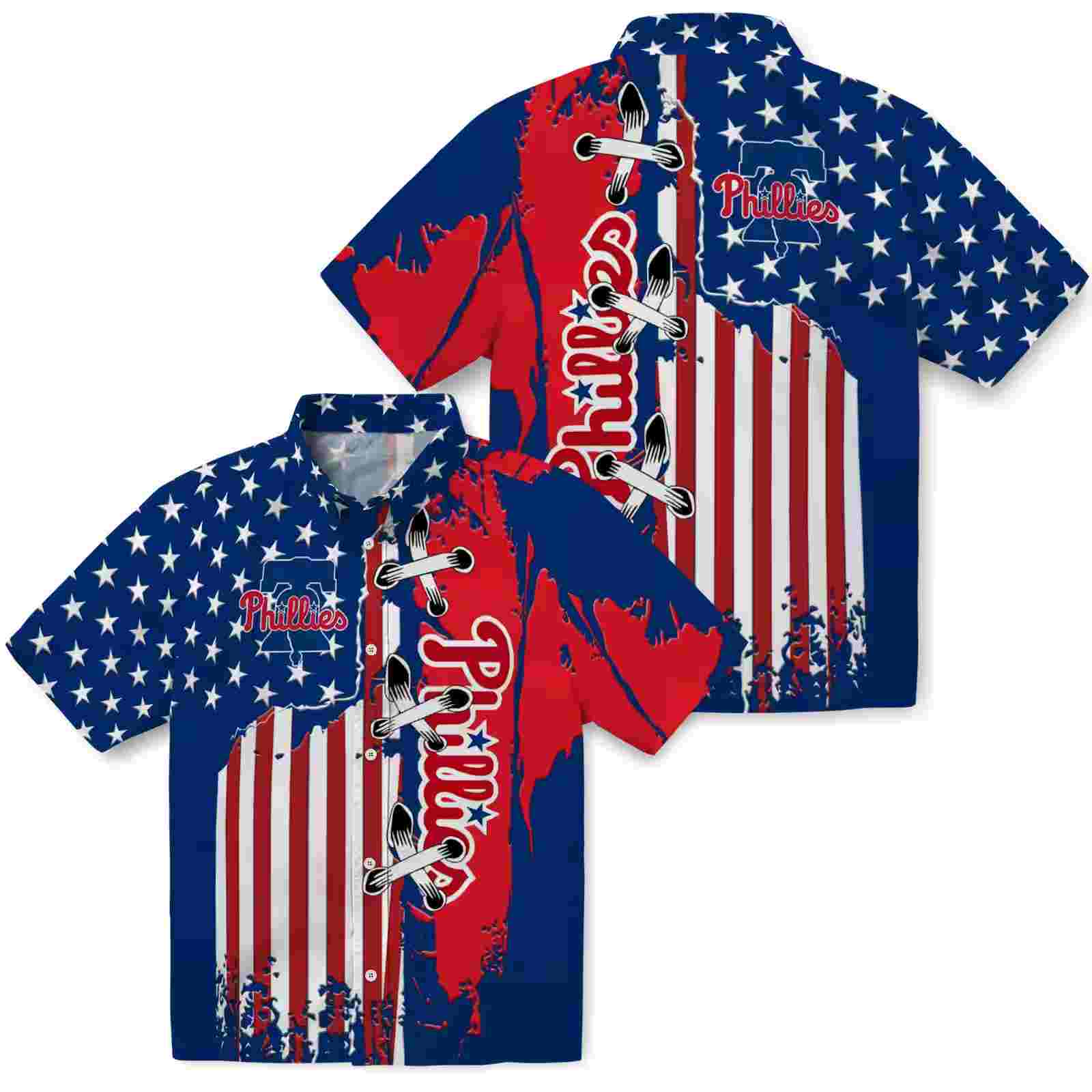 philadelphia phillies stitched flag blue hawaiian shirt high quality