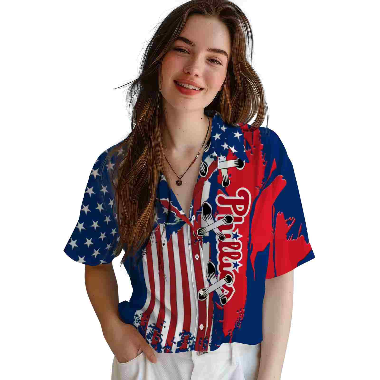 philadelphia phillies stitched flag blue hawaiian shirt latest model