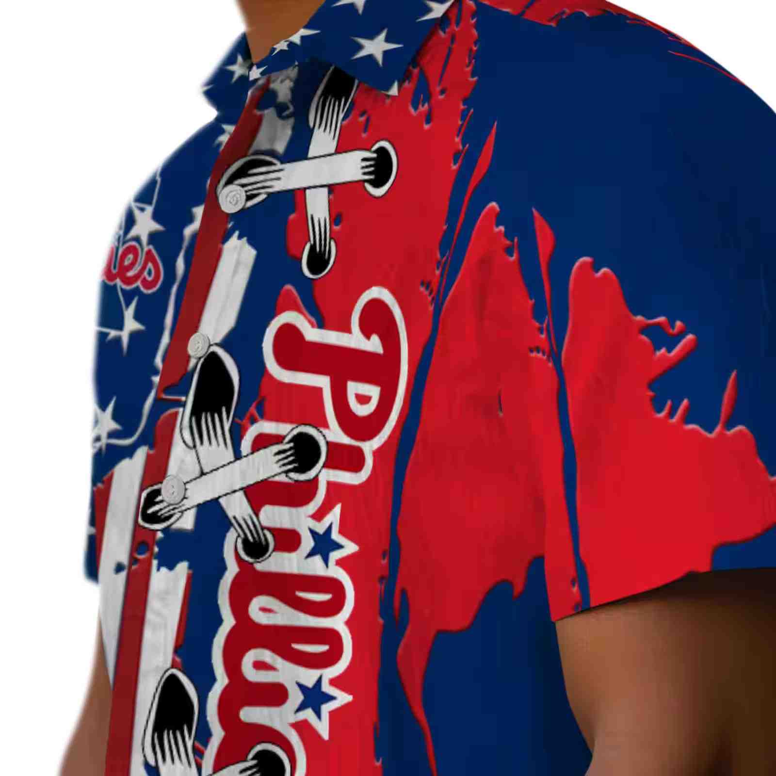 philadelphia phillies stitched flag blue hawaiian shirt trendy