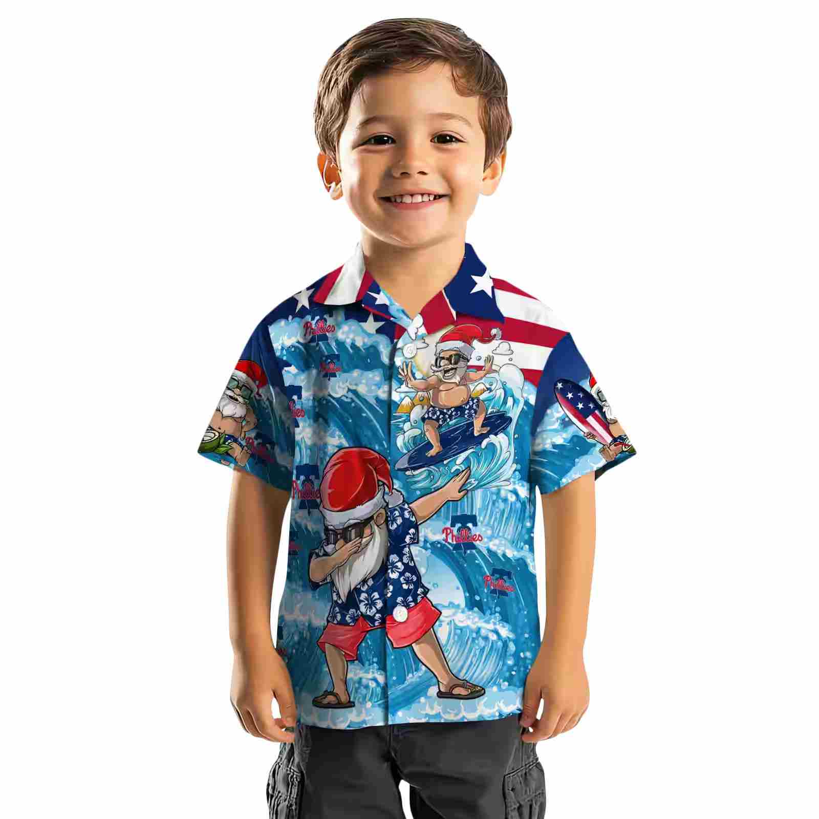 philadelphia phillies surfing santa blue hawaiian shirt top rated