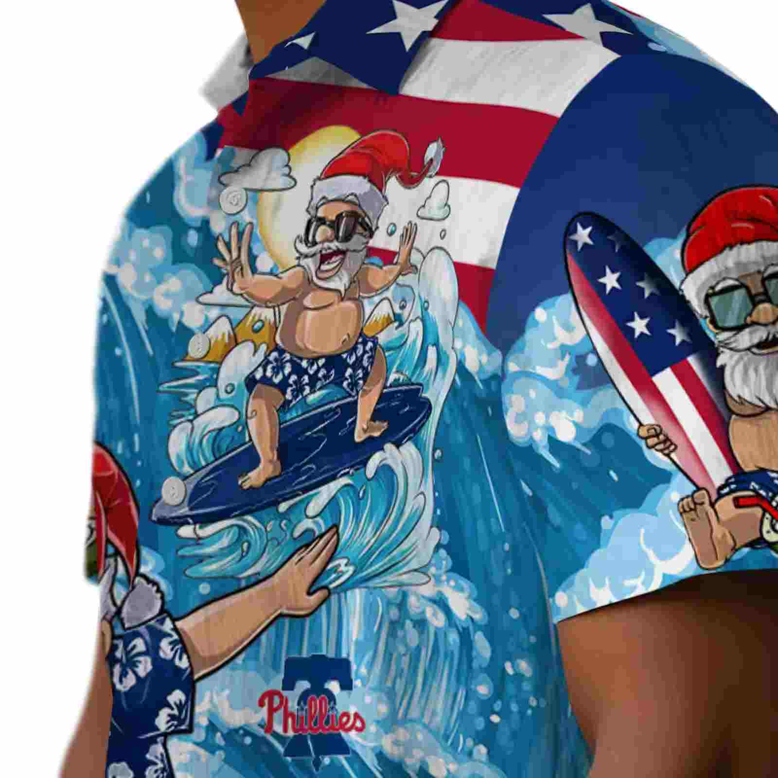 philadelphia phillies surfing santa blue hawaiian shirt trendy