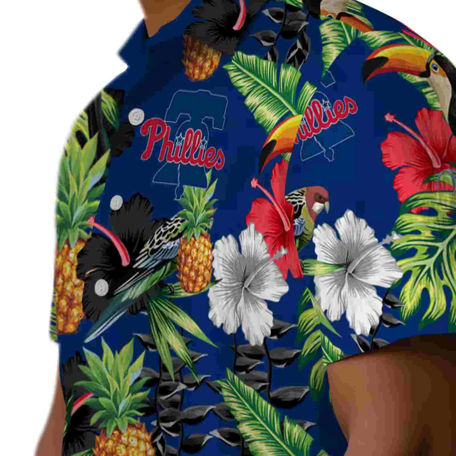 philadelphia phillies toucan hibiscus pineapple blue green hawaiian shirt trendy