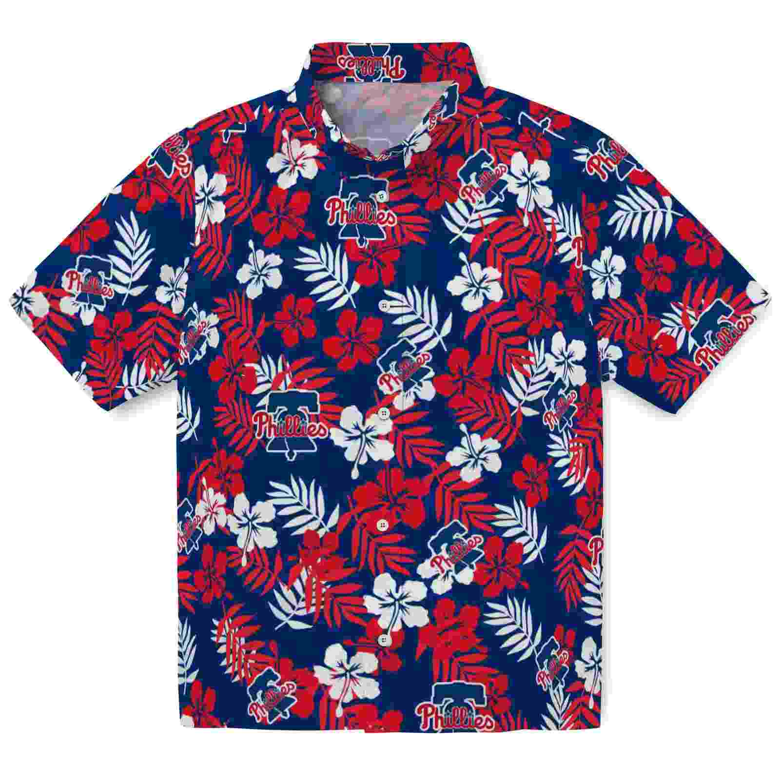 Philadelphia Phillies Tropical Floral Blue Hawaiian Shirt