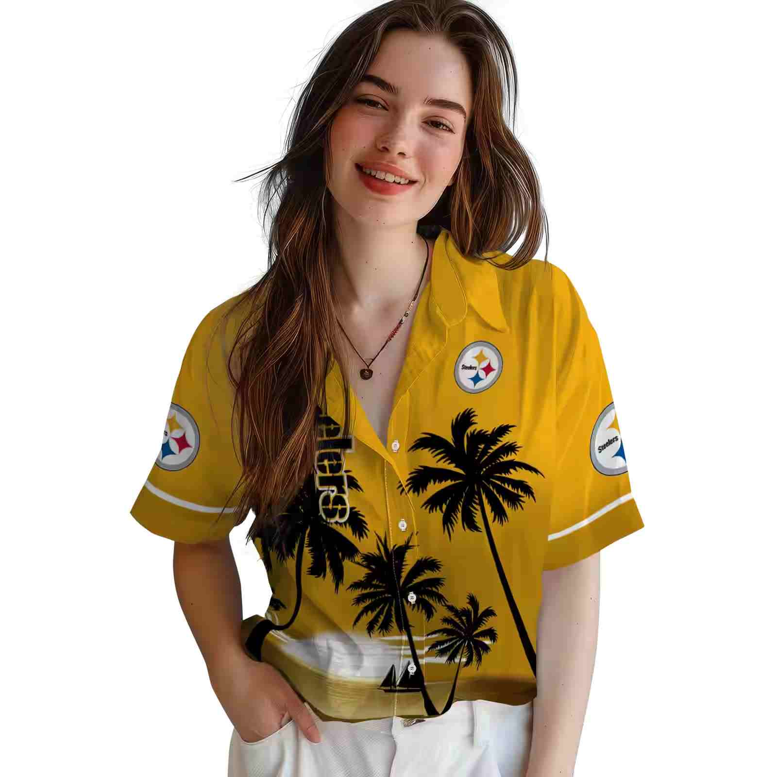 pittsburgh steelers beach sunset gold black hawaiian shirt latest model