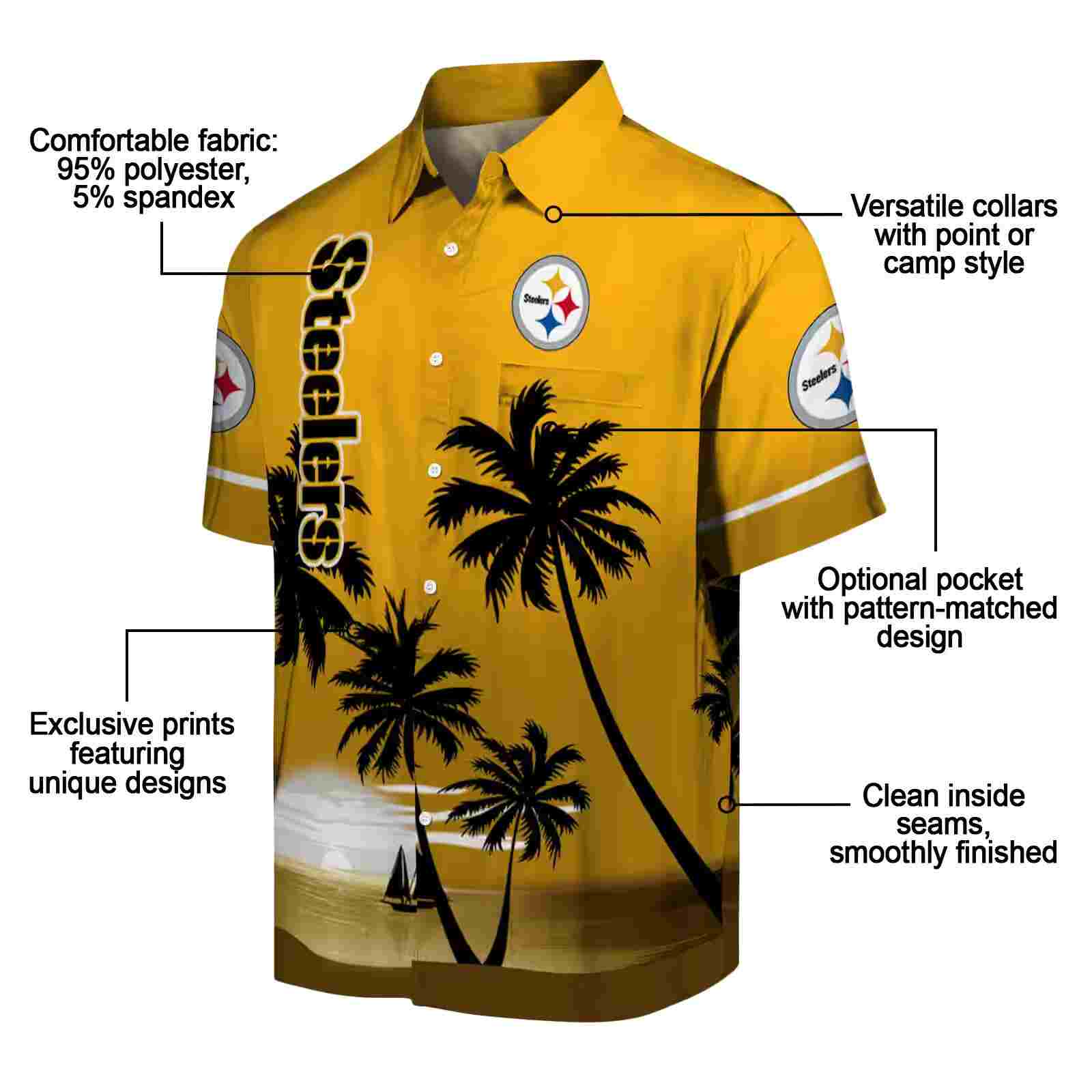 pittsburgh steelers beach sunset gold black hawaiian shirt new arrival